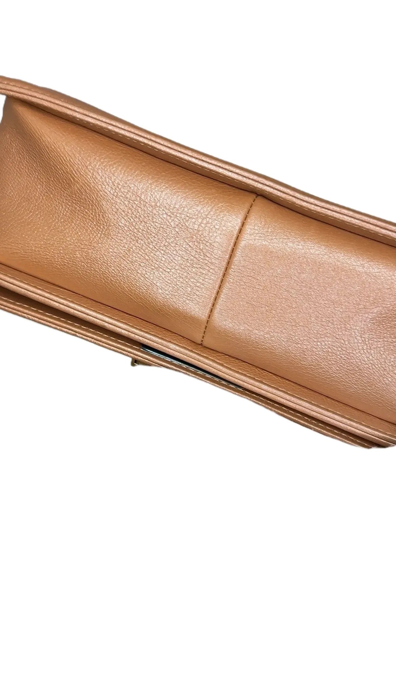 Chanel Iridescent Beige Quilted Shiny Leather New Medium Boy Bag B4-39