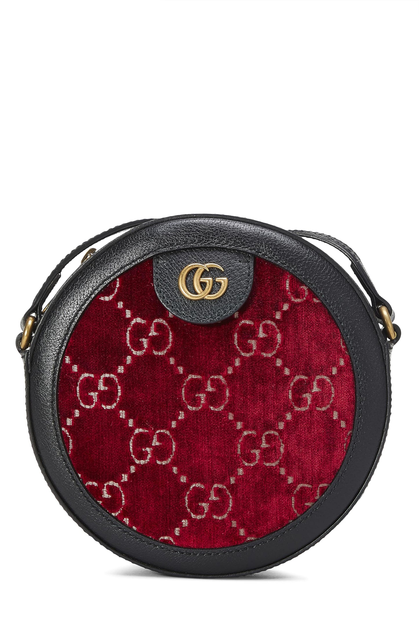Gucci,  Burgundy Velvet GG Marmont Round Shoulder Bag Mini, Burgundy
