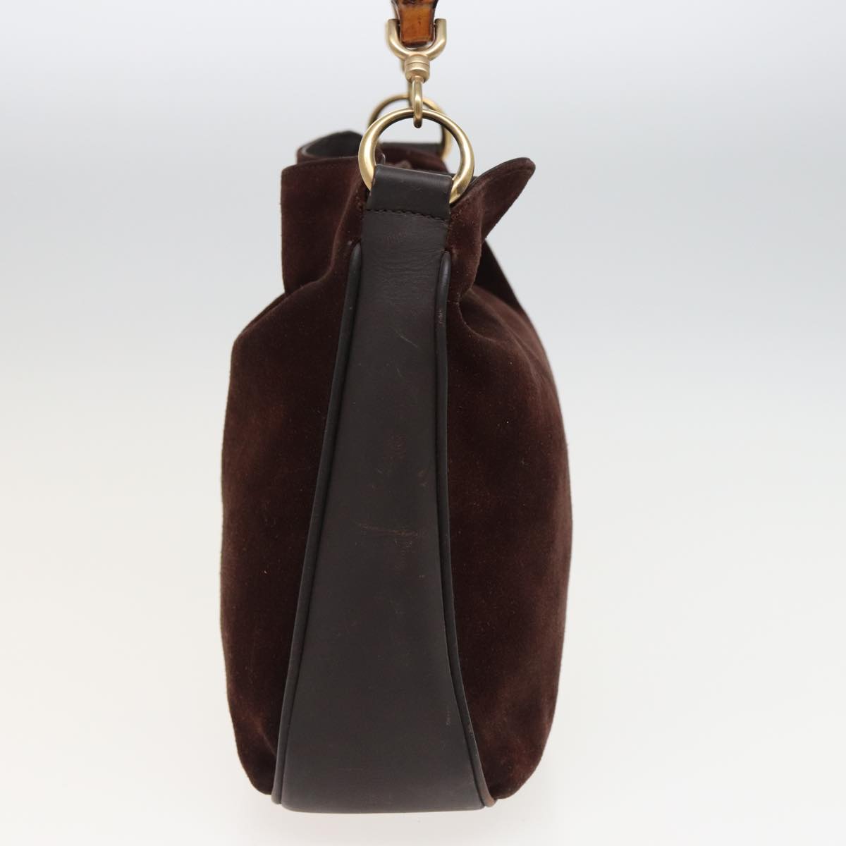 GUCCI Bamboo Shoulder Bag Suede 2way Brown 001 1638 2615 81326