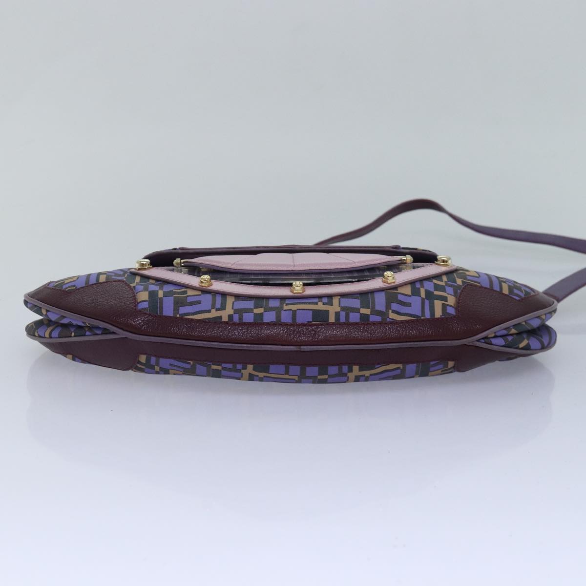 FENDI Zucca Canvas Shoulder Bag Purple 81351