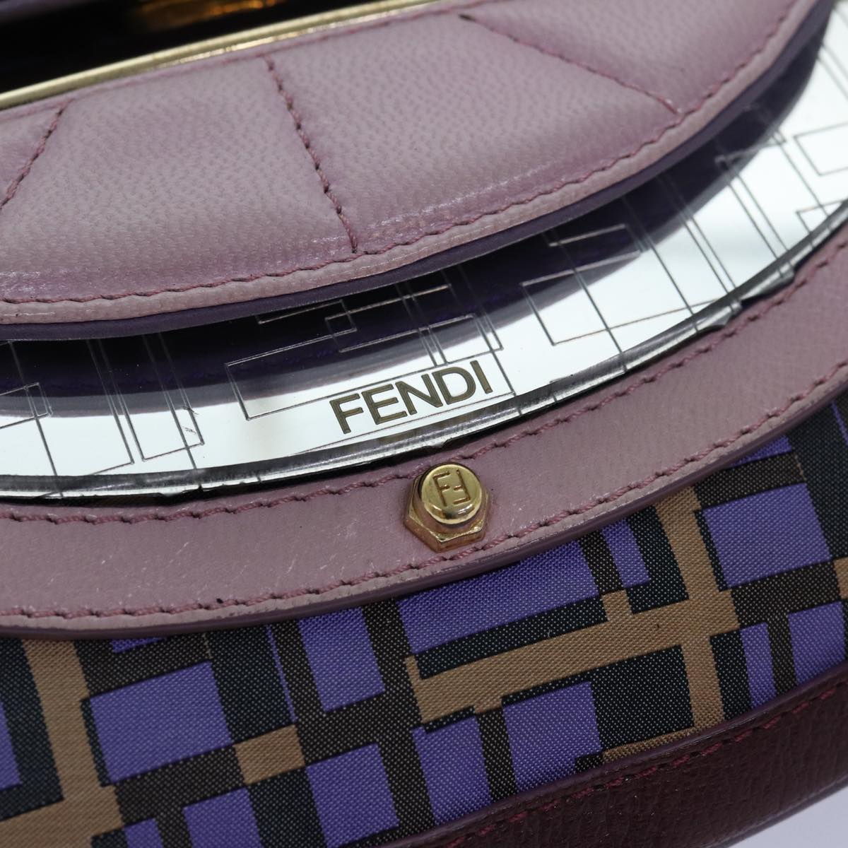 FENDI Zucca Canvas Shoulder Bag Purple 81351