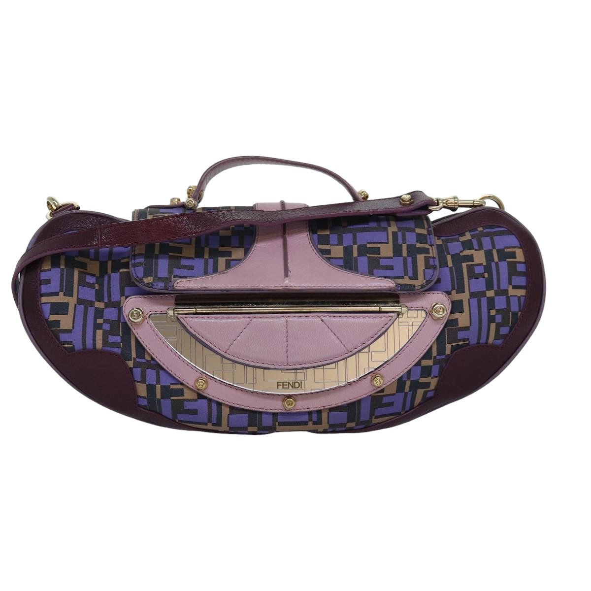 FENDI Zucca Canvas Shoulder Bag Purple 81351