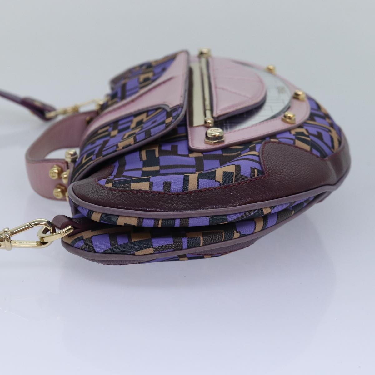 FENDI Zucca Canvas Shoulder Bag Purple 81351