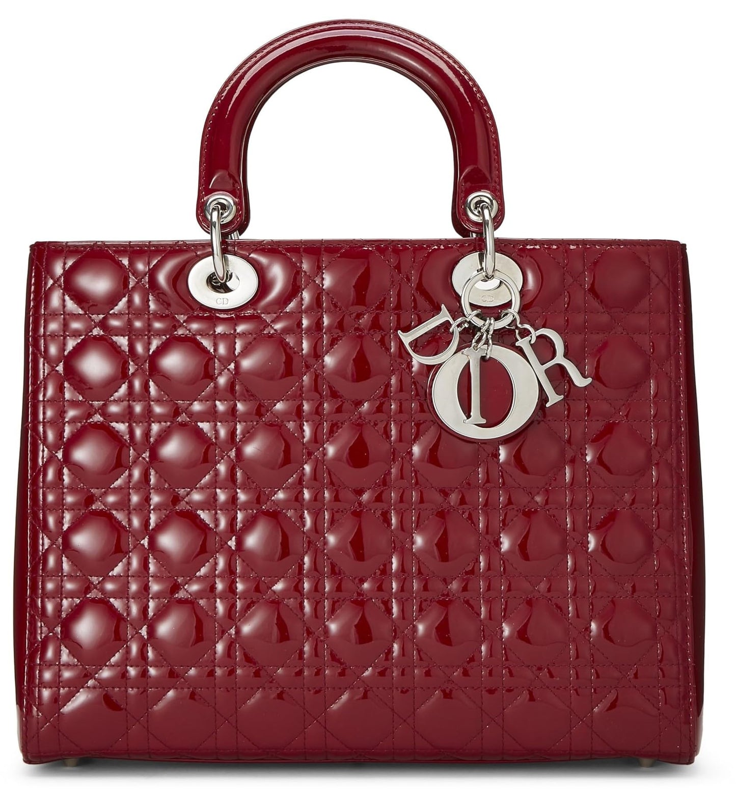 Dior,  Red Cannage Patent Leather Lady Dior Large, Red