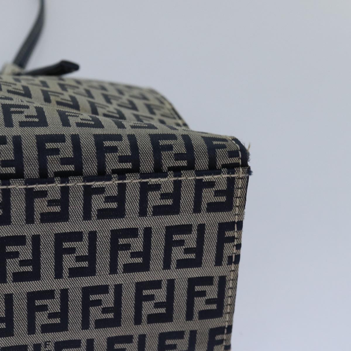 FENDI Zucchino Canvas Mamma Baguette Hand Bag Navy 81442