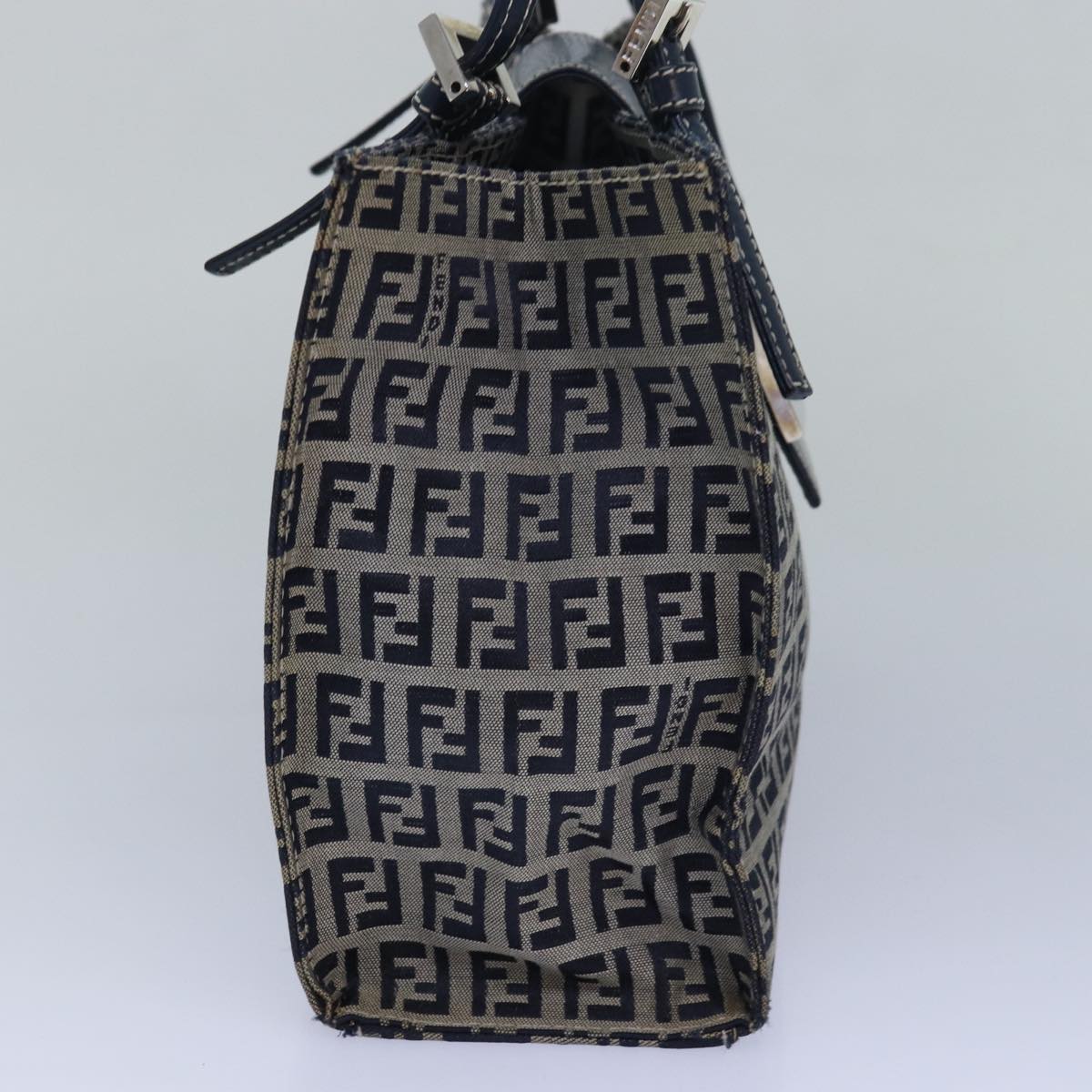 FENDI Zucchino Canvas Mamma Baguette Hand Bag Navy 81442