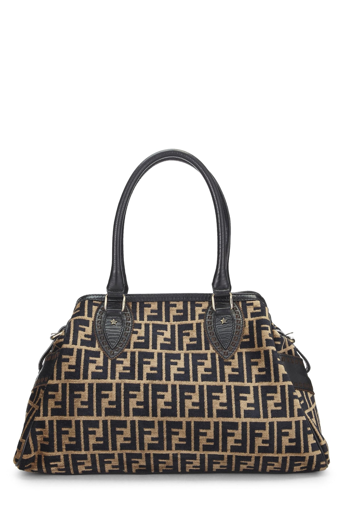 Fendi,  Black & Beige Zucca Velour Bag Du Jour Medium, Brown