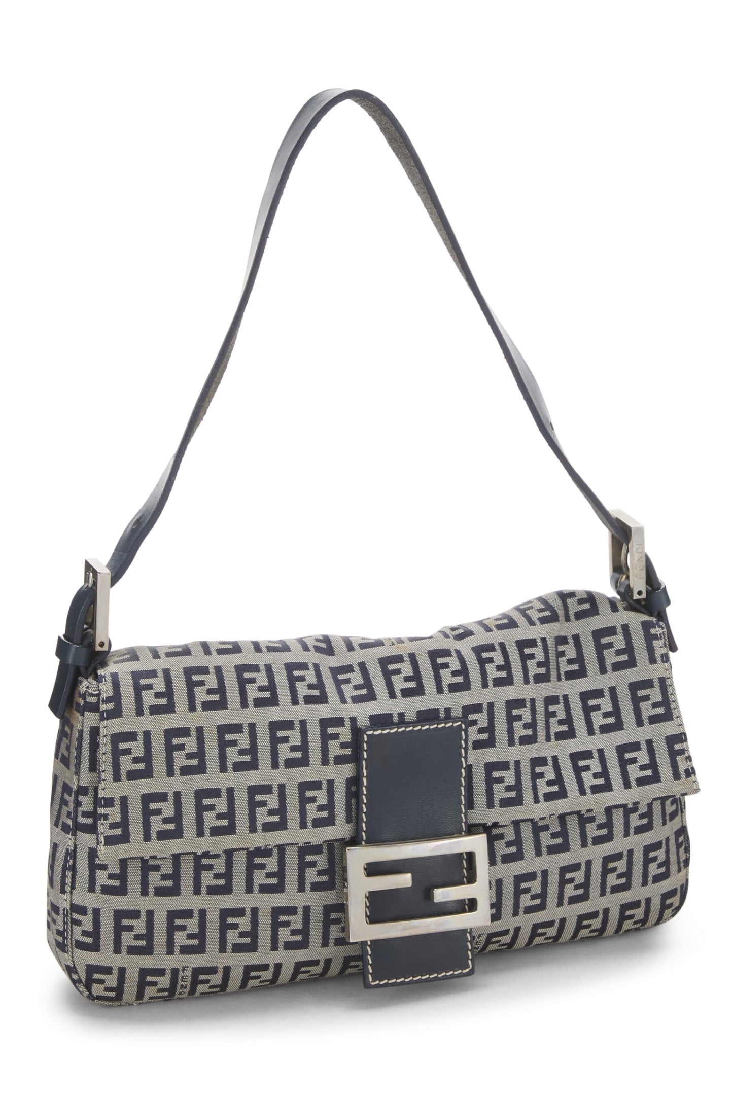 Fendi,  Navy Zucchino Canvas Baguette, Navy