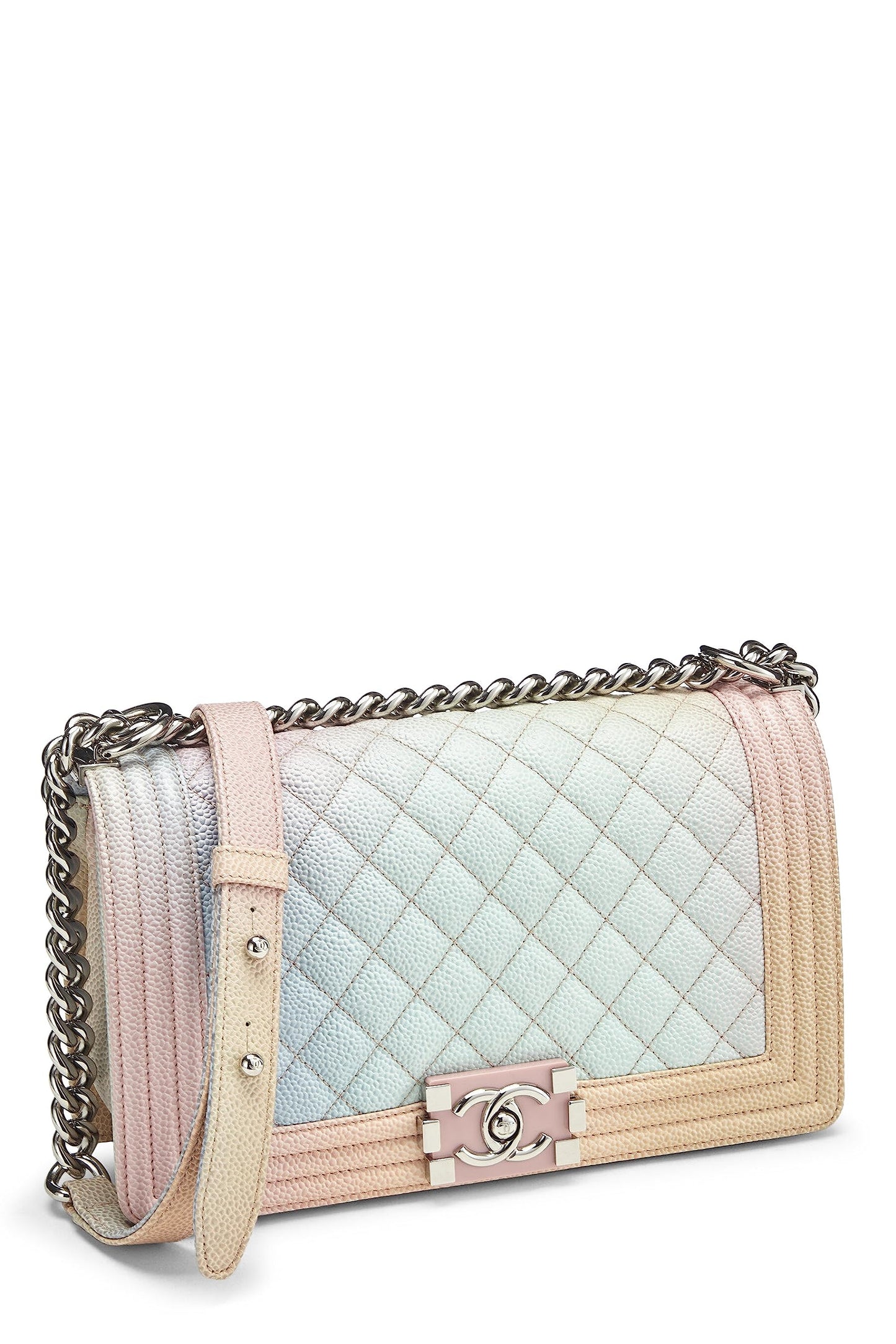 Chanel,  Rainbow Quilted Caviar Boy Bag Medium, Multi