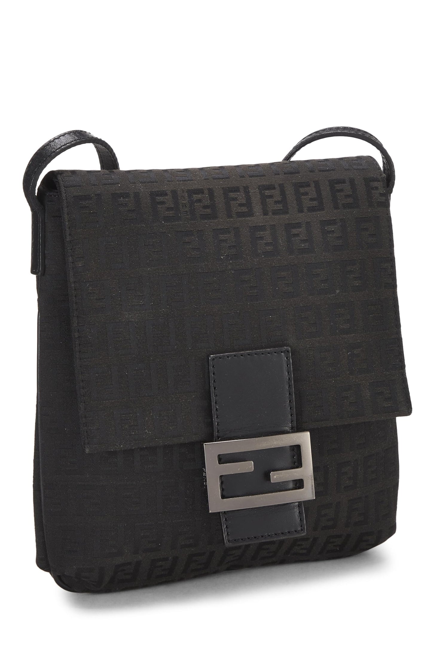 Fendi,  Black Zucchino Canvas Tube Messenger Small, Black