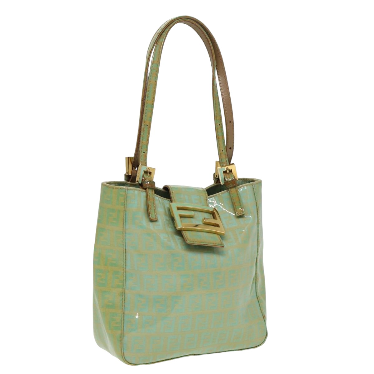 FENDI Zucchino Canvas Mamma Baguette Hand Bag Light Blue 26795 81643