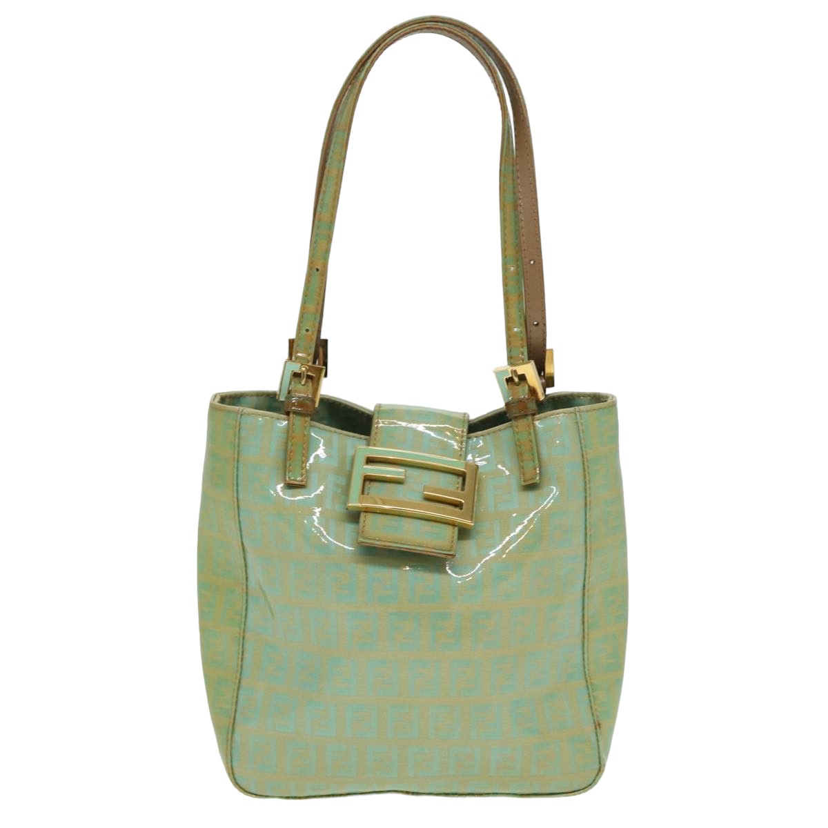 FENDI Zucchino Canvas Mamma Baguette Hand Bag Light Blue 26795 81643