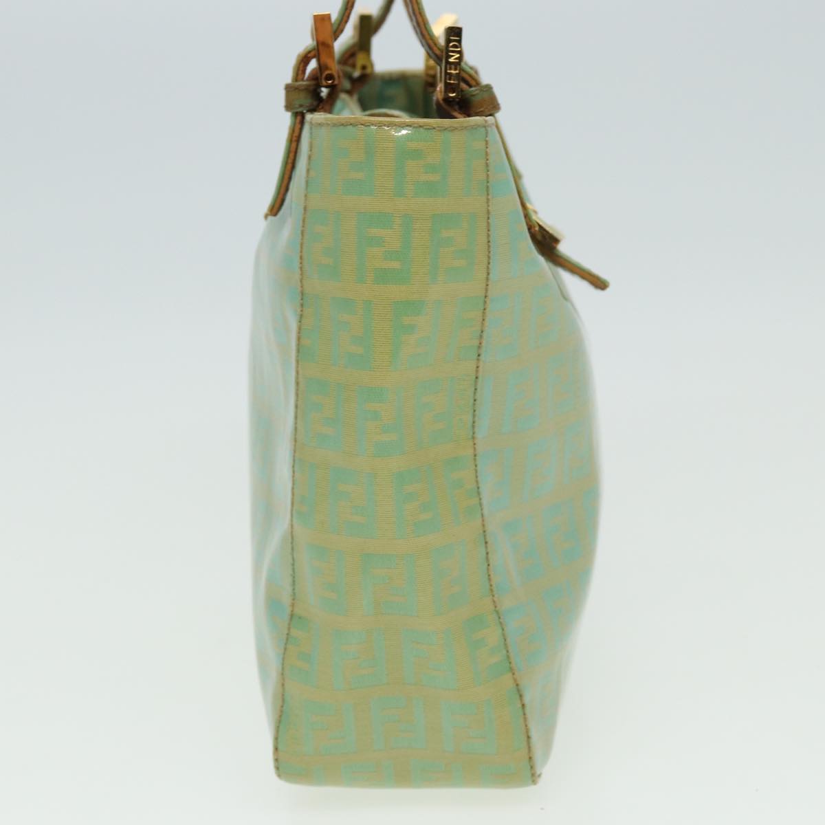 FENDI Zucchino Canvas Mamma Baguette Hand Bag Light Blue 26795 81643