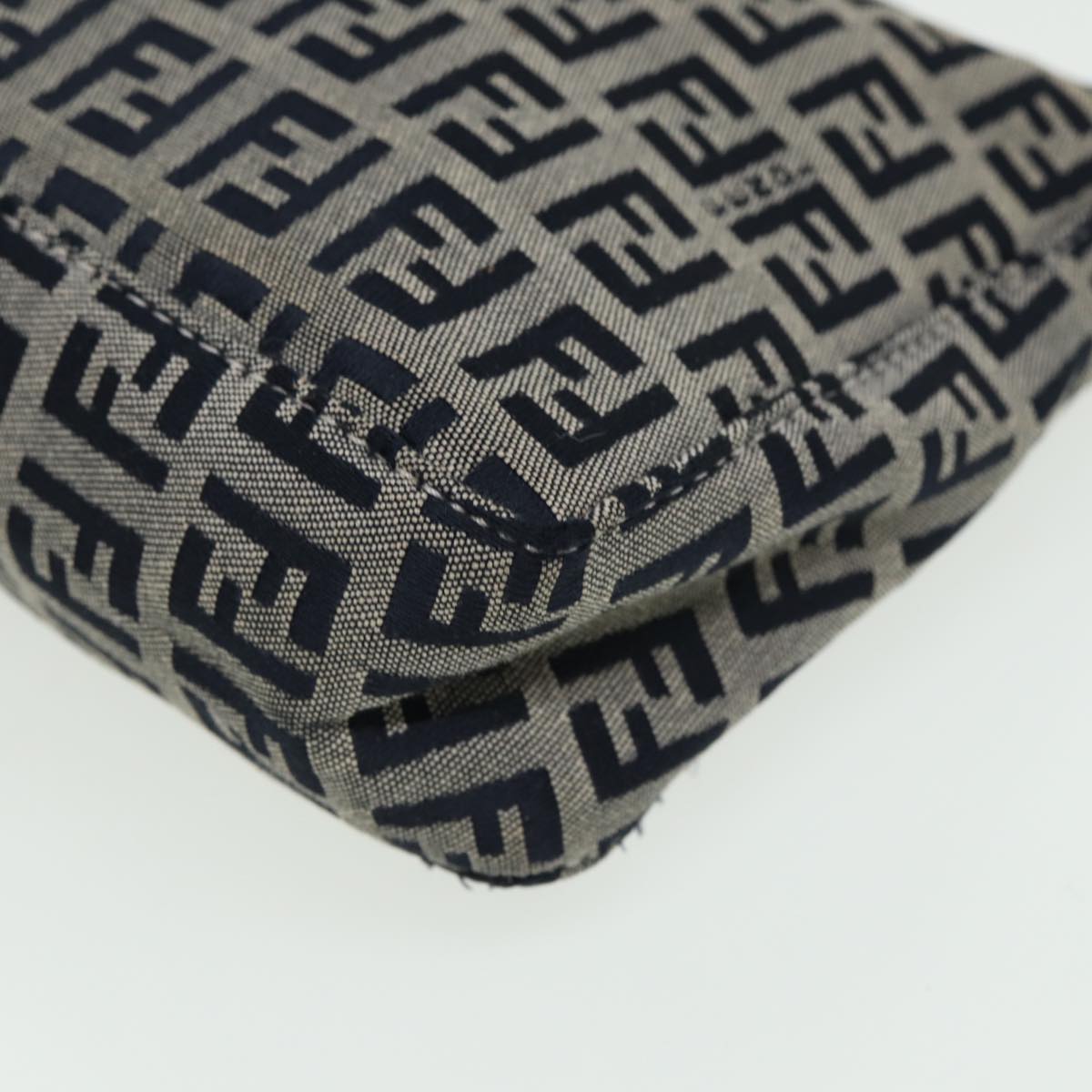 FENDI Zucchino Canvas Mamma Baguette Hand Bag Navy 81644