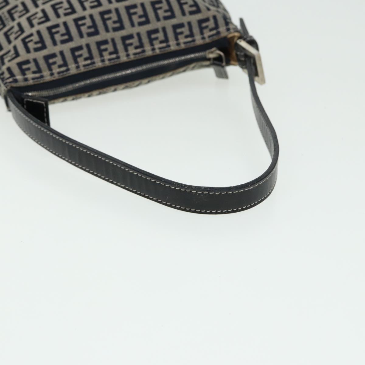 FENDI Zucchino Canvas Mamma Baguette Hand Bag Navy 81644