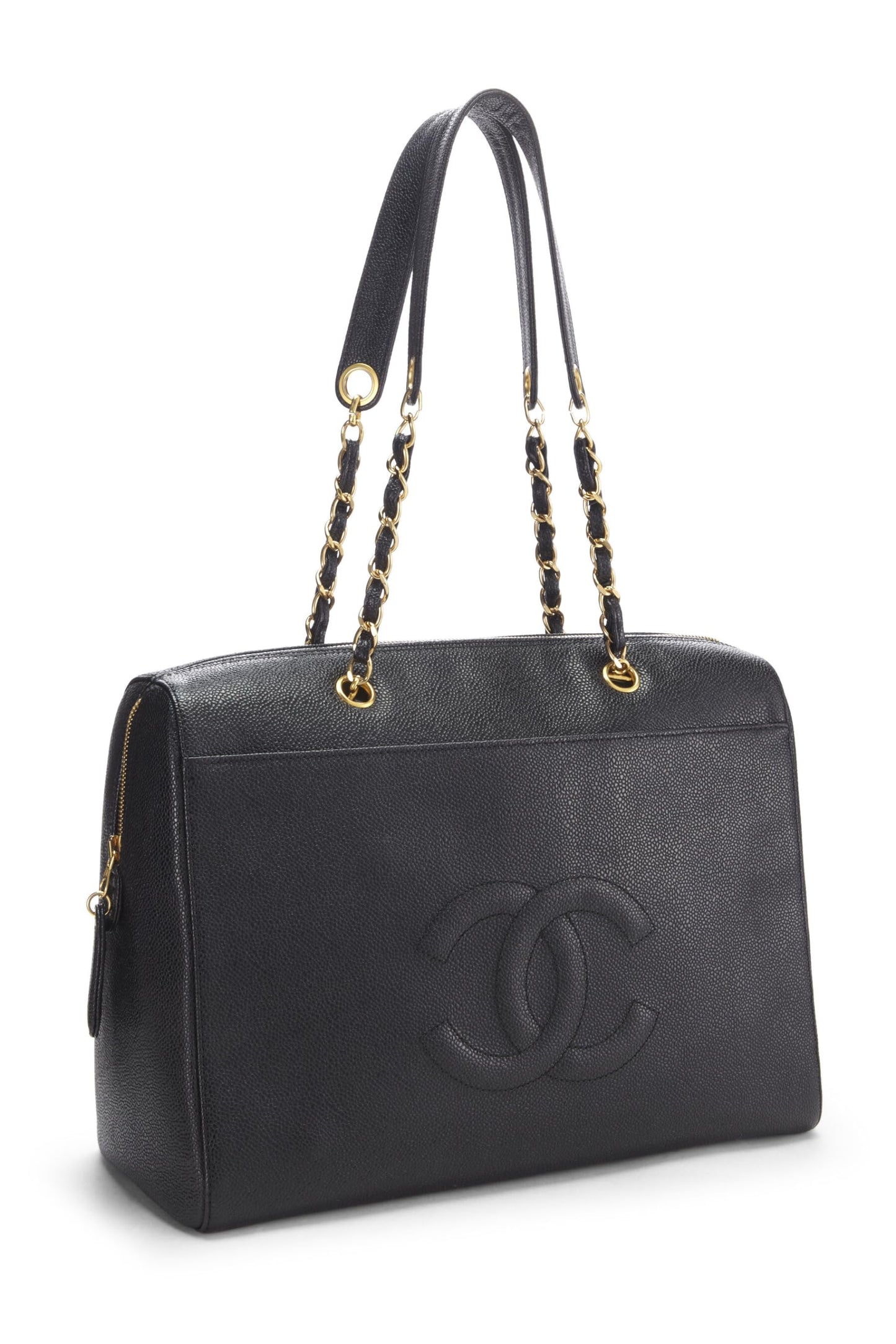 Chanel,  Black Caviar Zip Tote Small, Black