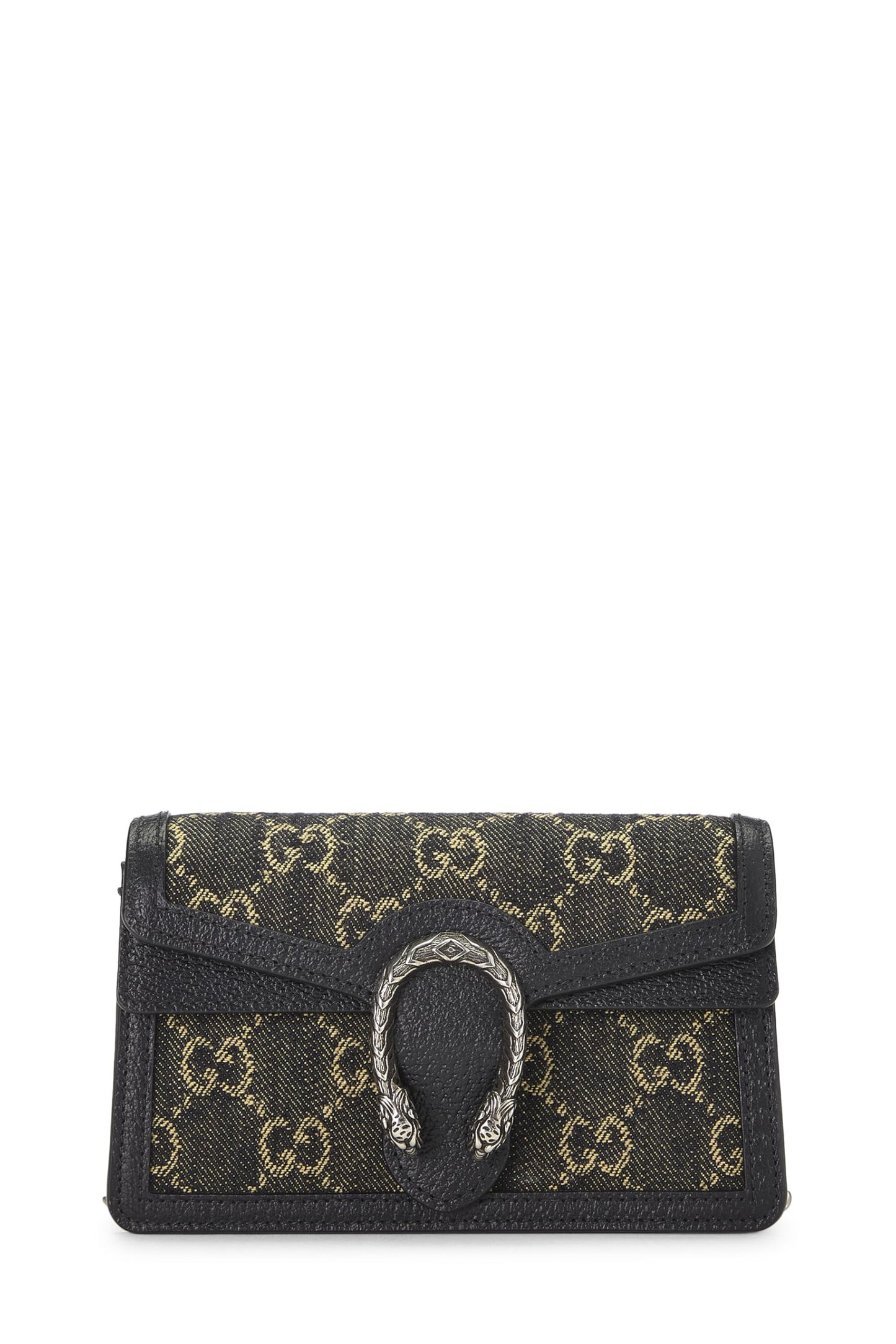 Gucci,  Black Denim Dionysus Shoulder Bag Super Mini, Black