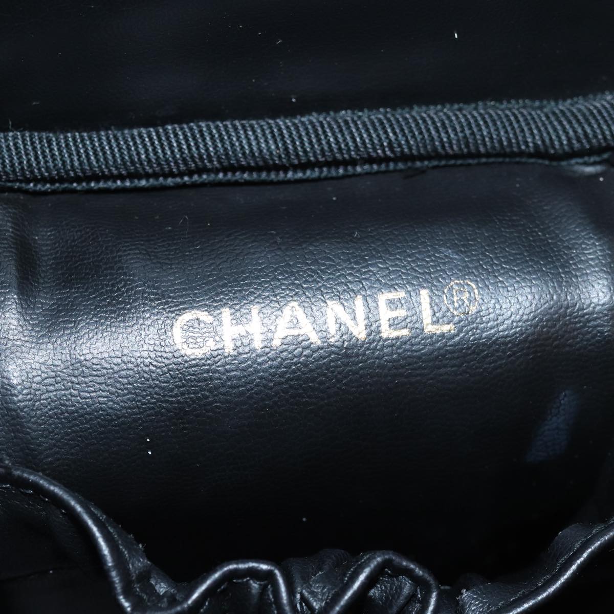 CHANEL Vanity Bicolore Pouch Leather Black CC 81781