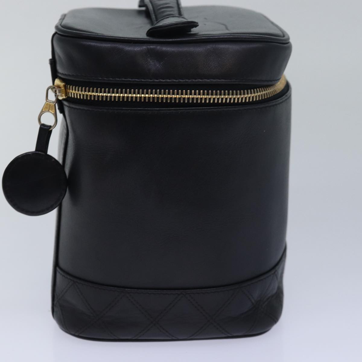 CHANEL Vanity Bicolore Pouch Leather Black CC 81781