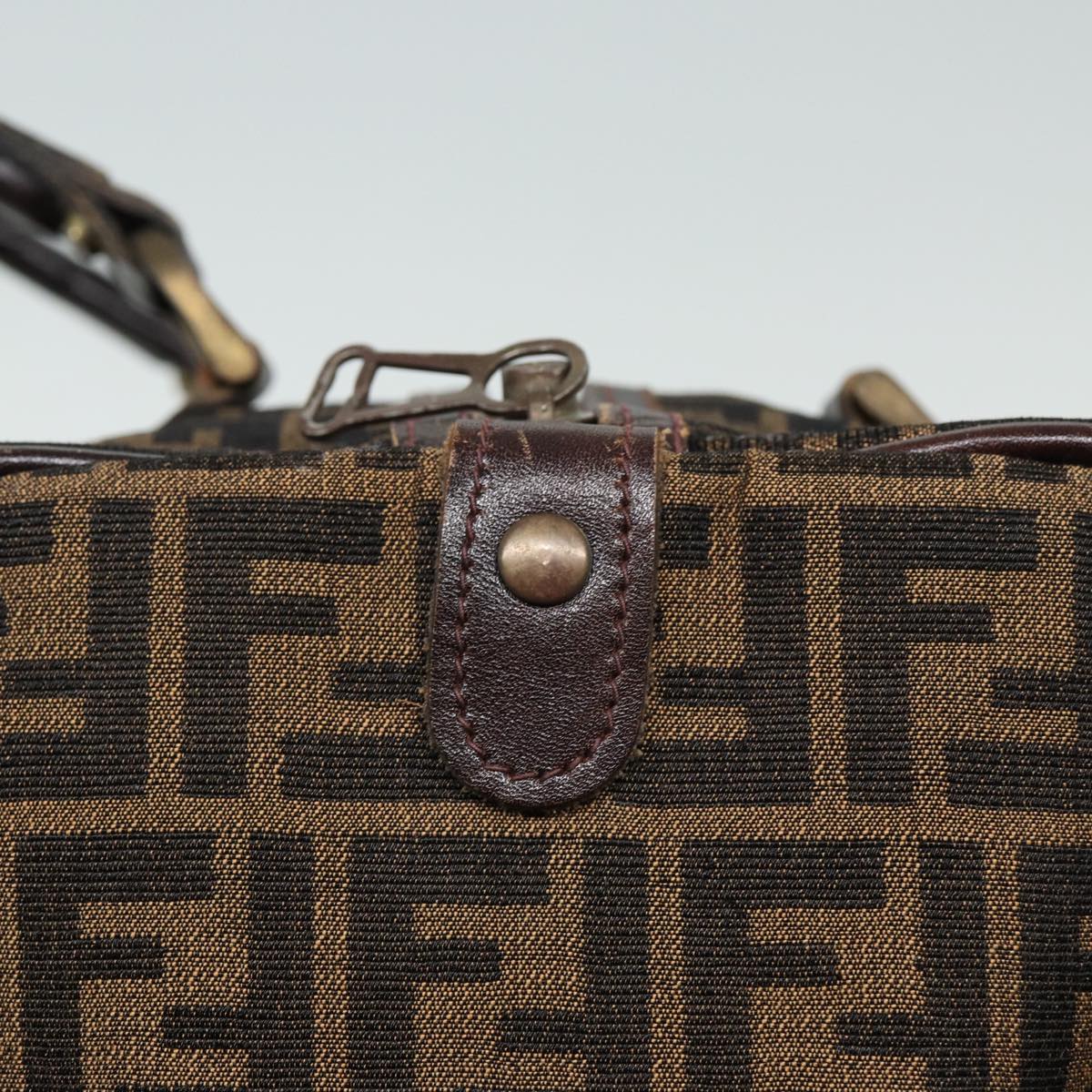 FENDI Zucca Canvas Boston Bag Brown Black 81784