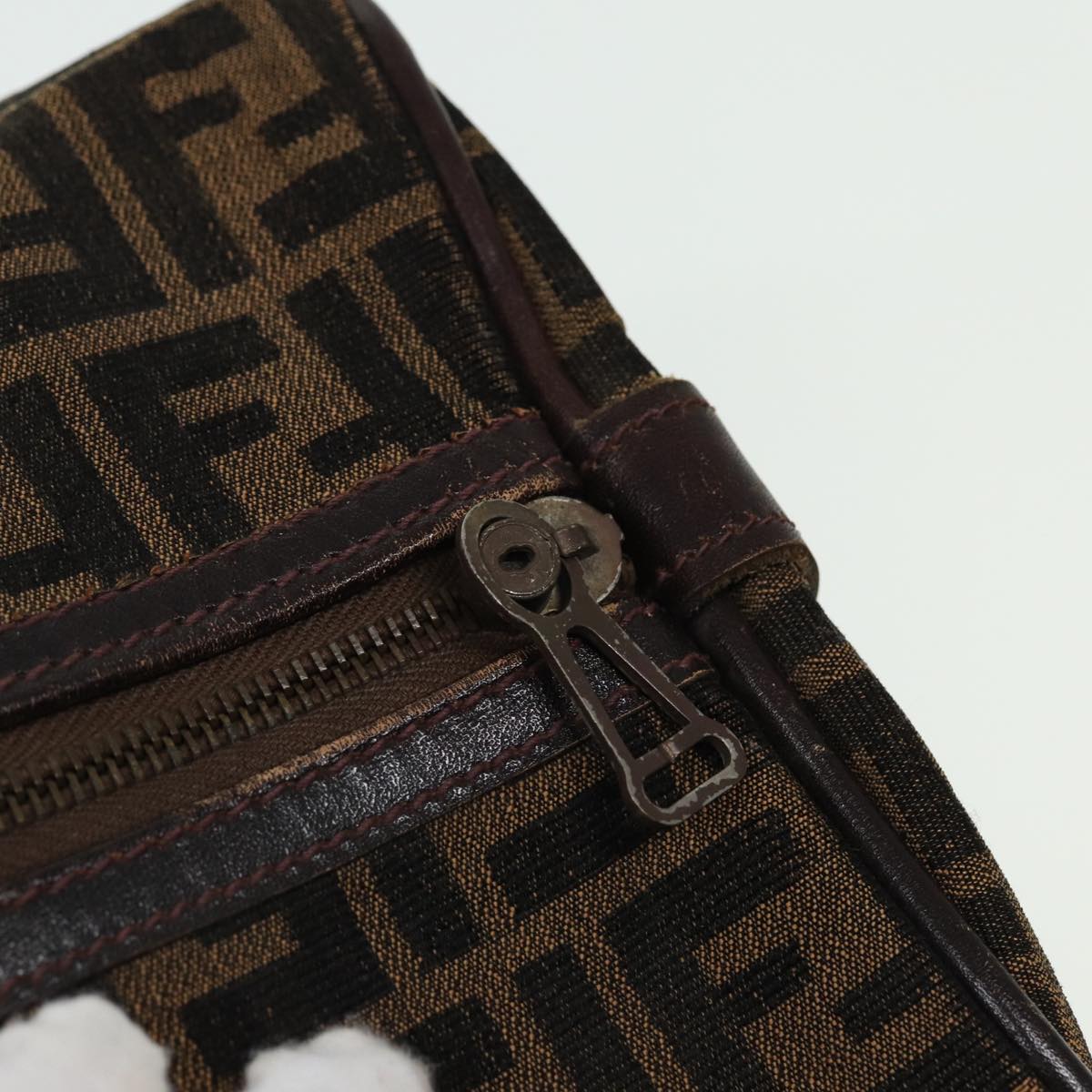 FENDI Zucca Canvas Boston Bag Brown Black 81784