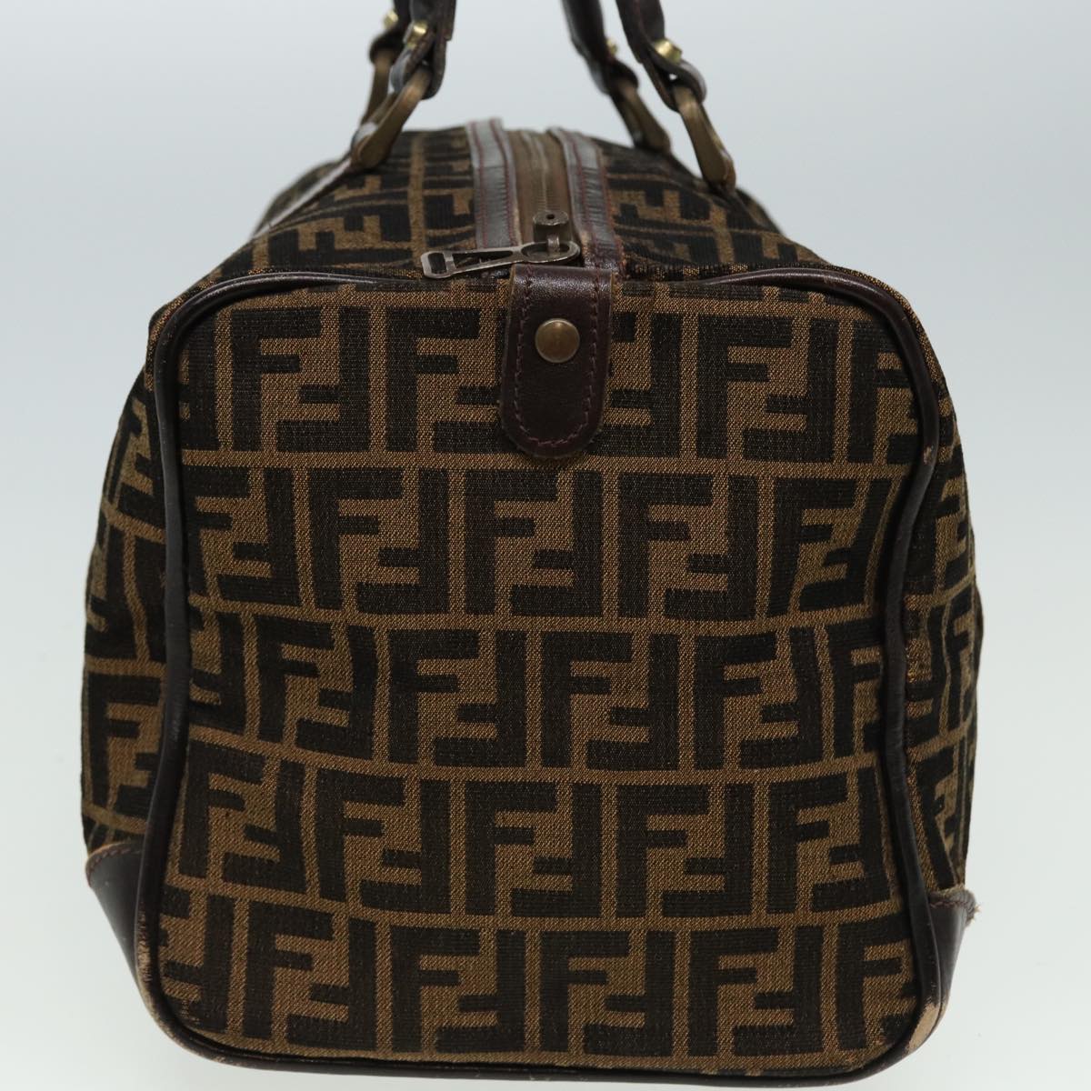 FENDI Zucca Canvas Boston Bag Brown Black 81784