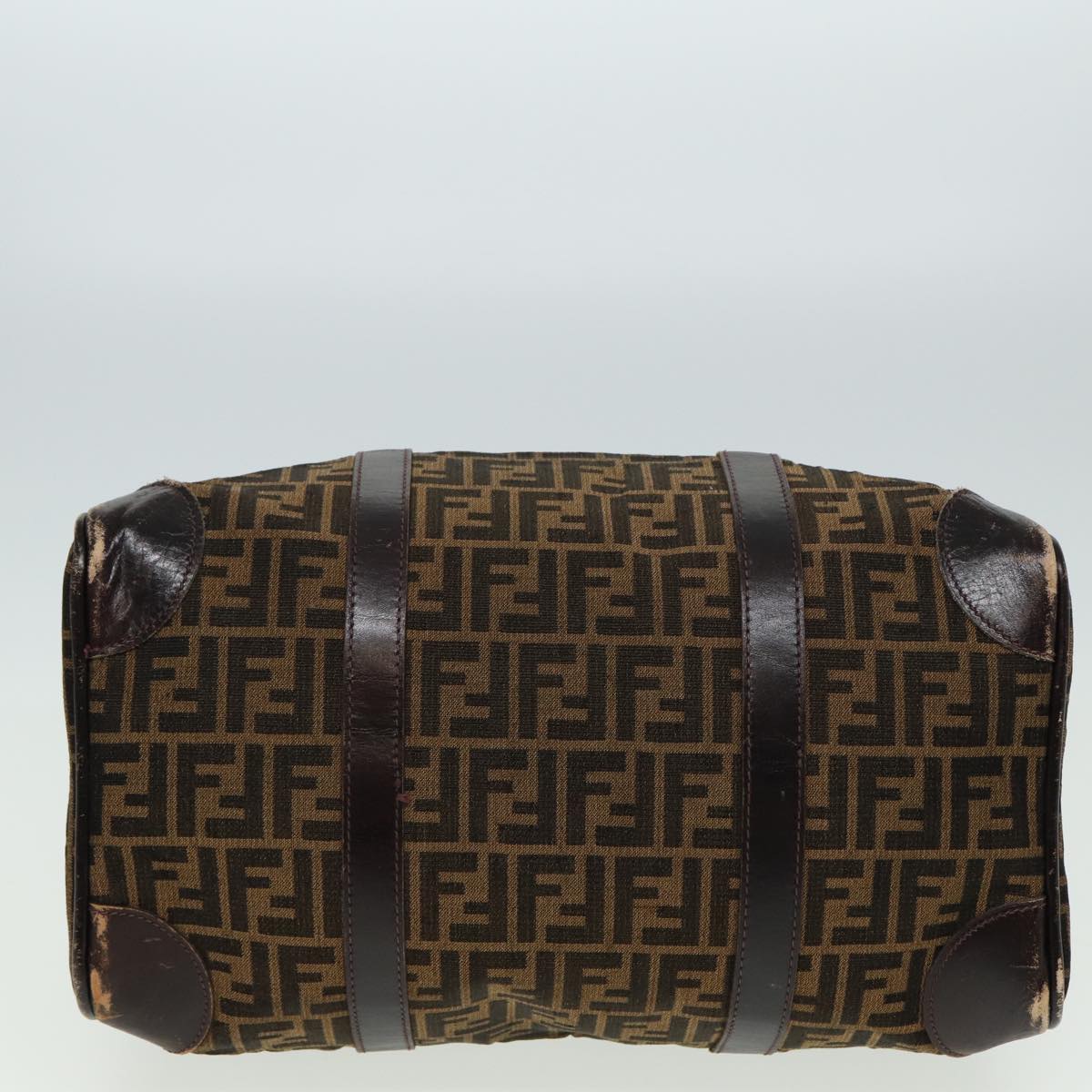 FENDI Zucca Canvas Boston Bag Brown Black 81784