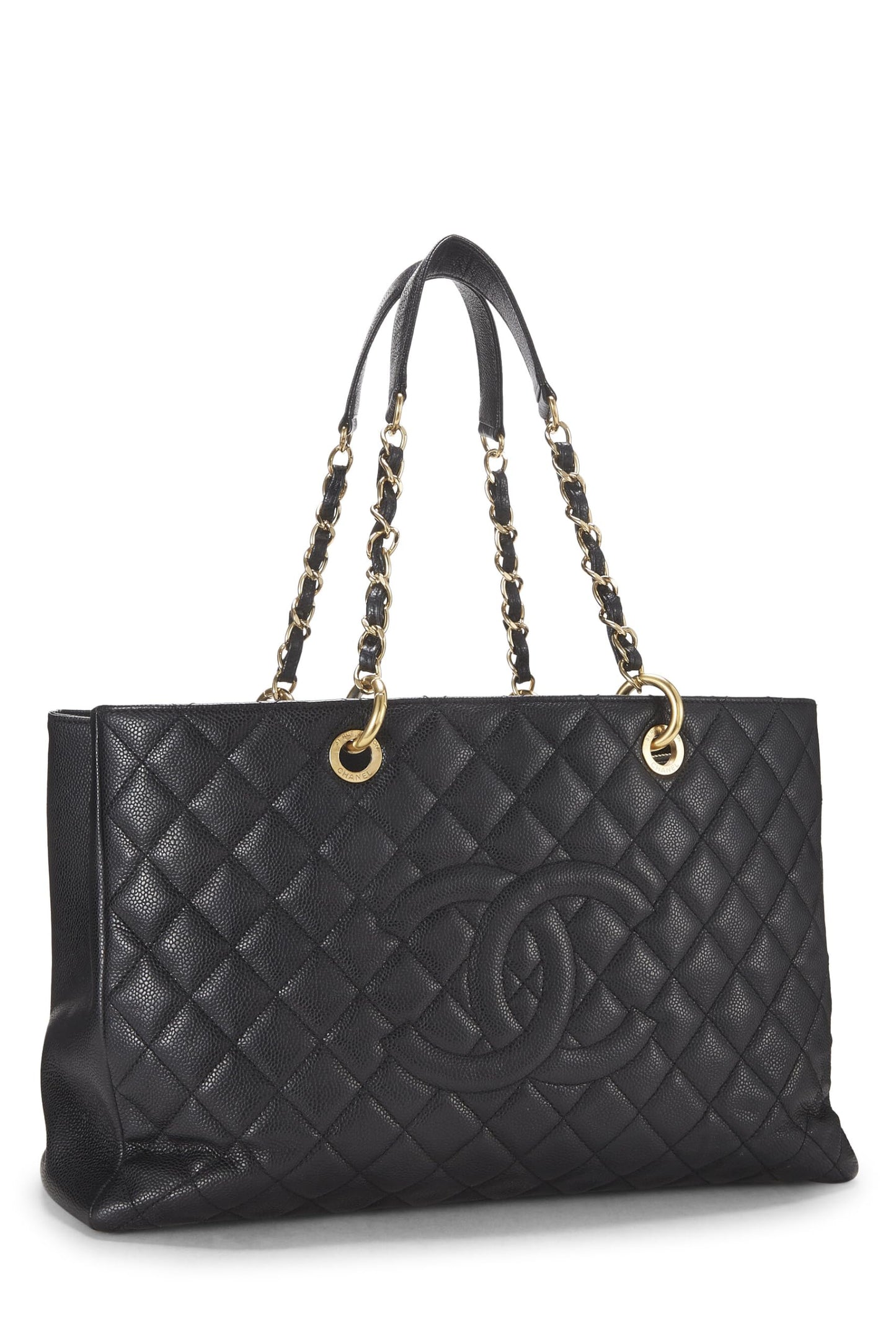 Chanel,  Black Quilted Caviar Grand Shopping Tote (GST), Black