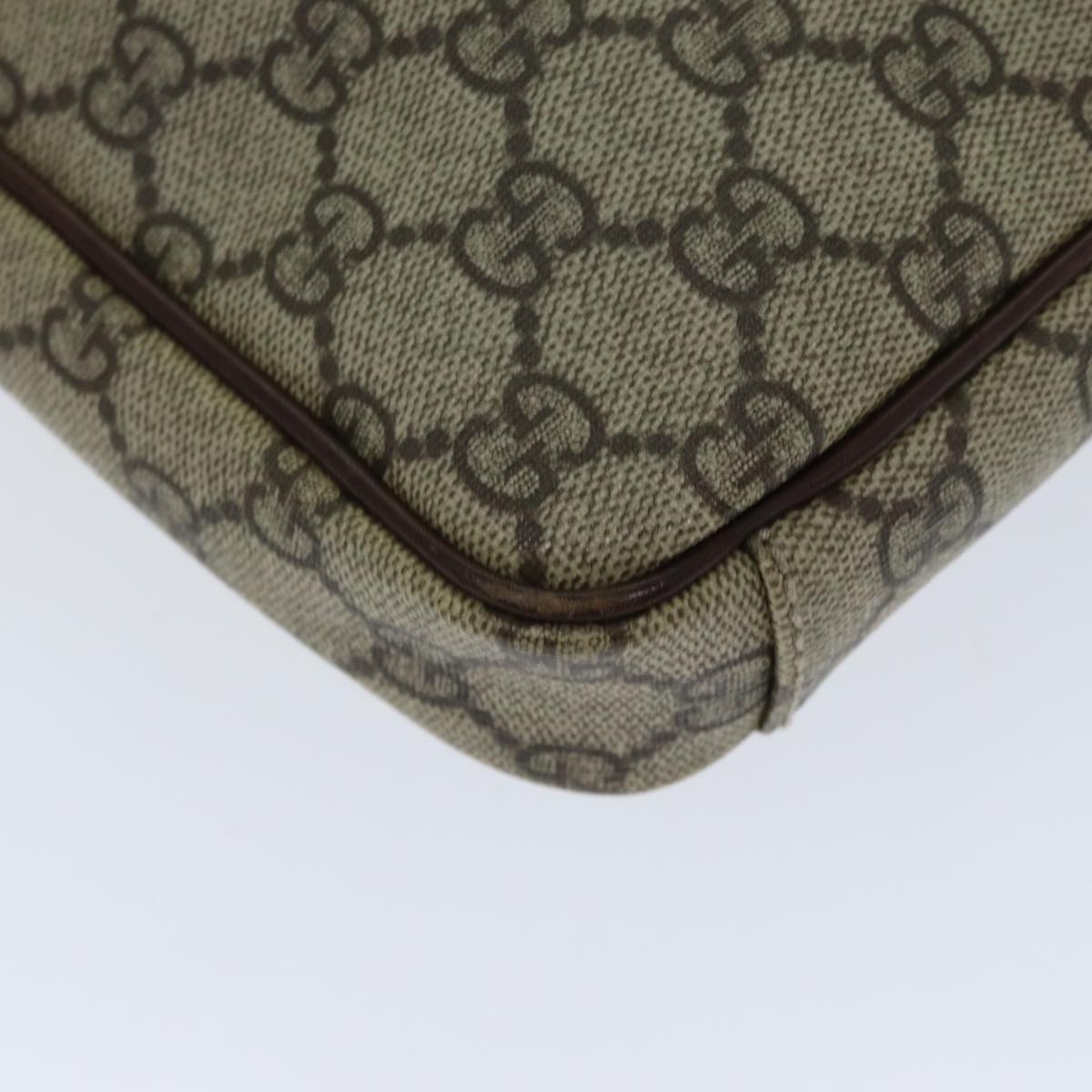 GUCCI Shoulder Bag PVC Leather Beige Dark Brown 92551 81805