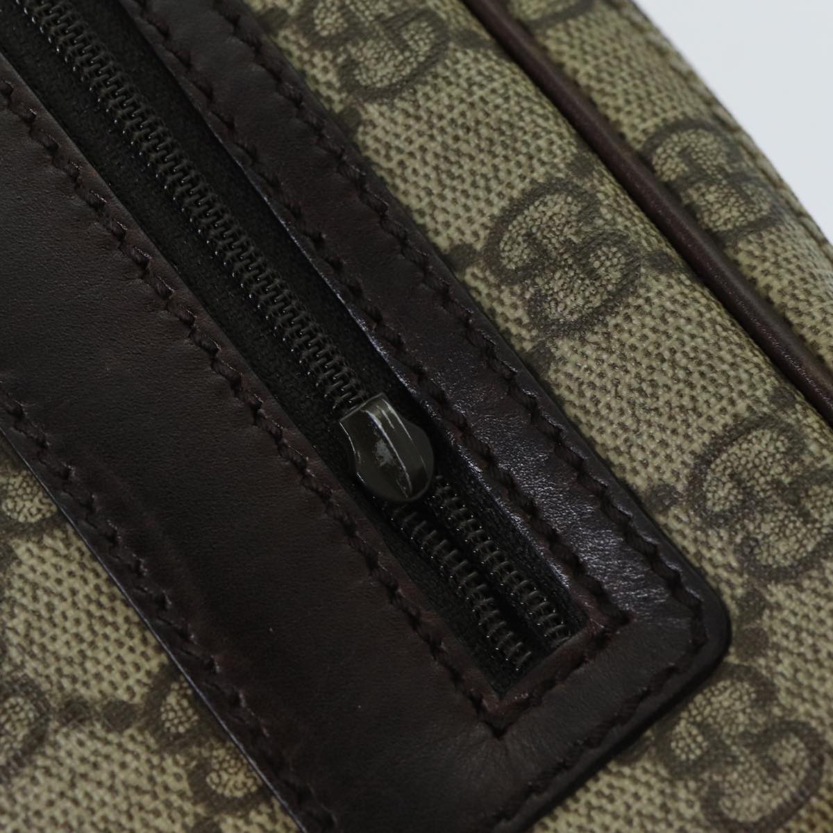 GUCCI Shoulder Bag PVC Leather Beige Dark Brown 92551 81805