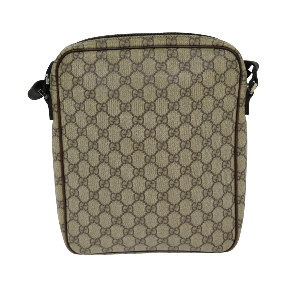 GUCCI Shoulder Bag PVC Leather Beige Dark Brown 92551 81805