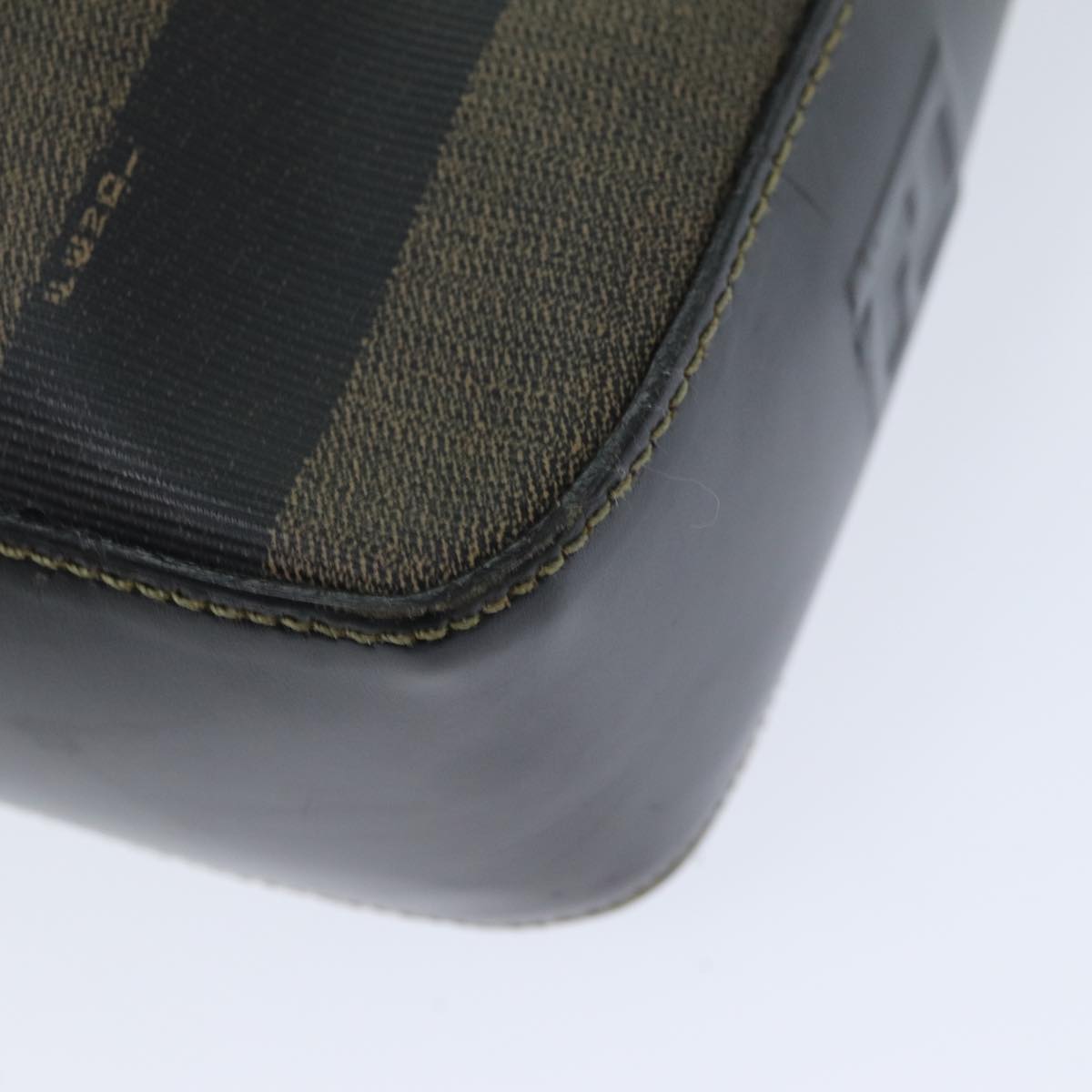FENDI Pecan Canvas Hand Bag PVC Leather Brown Black 81815