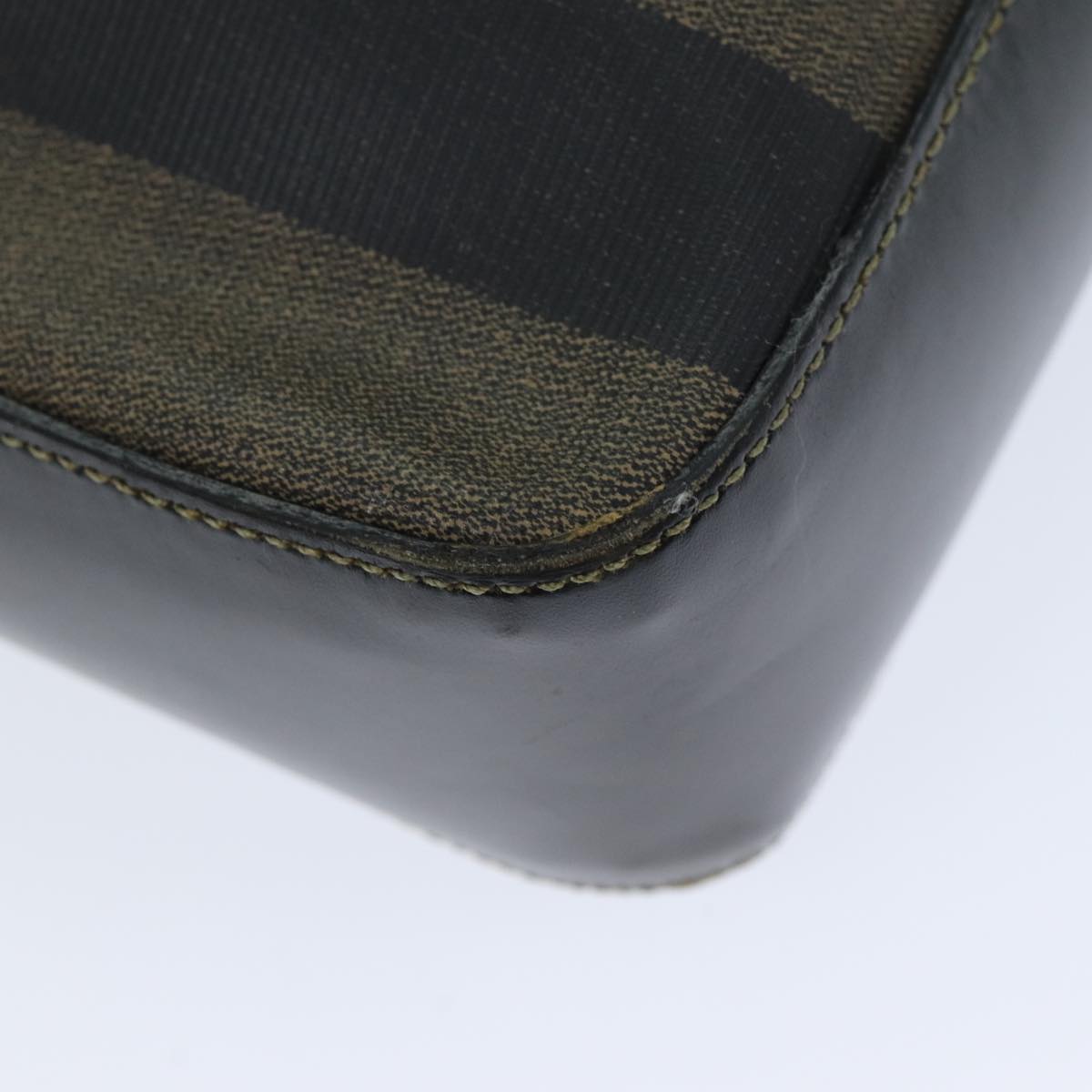 FENDI Pecan Canvas Hand Bag PVC Leather Brown Black 81815