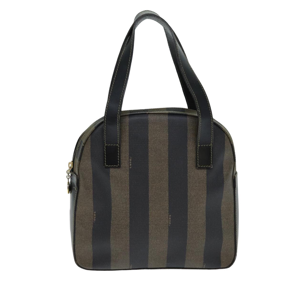 FENDI Pecan Canvas Hand Bag PVC Leather Brown Black 81815