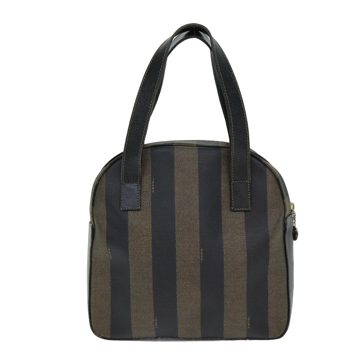 FENDI Pecan Canvas Hand Bag PVC Leather Brown Black 81815