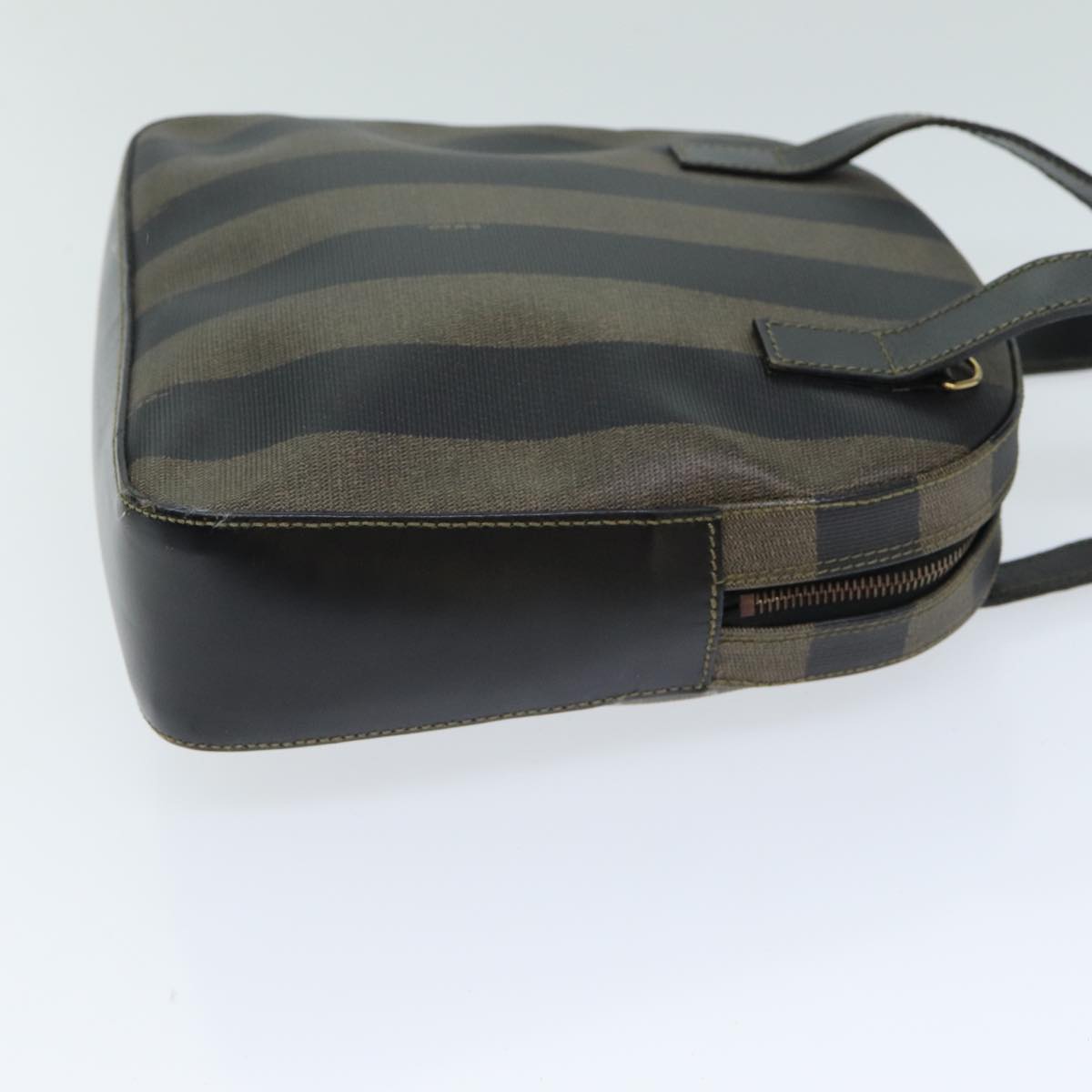 FENDI Pecan Canvas Hand Bag PVC Leather Brown Black 81815