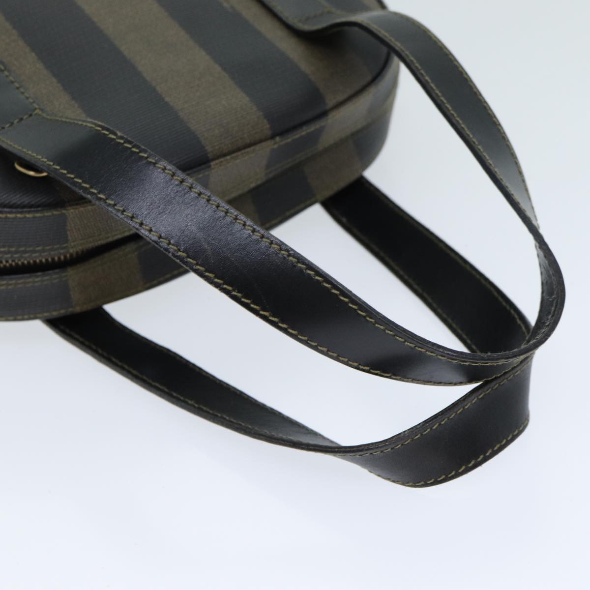 FENDI Pecan Canvas Hand Bag PVC Leather Brown Black 81815