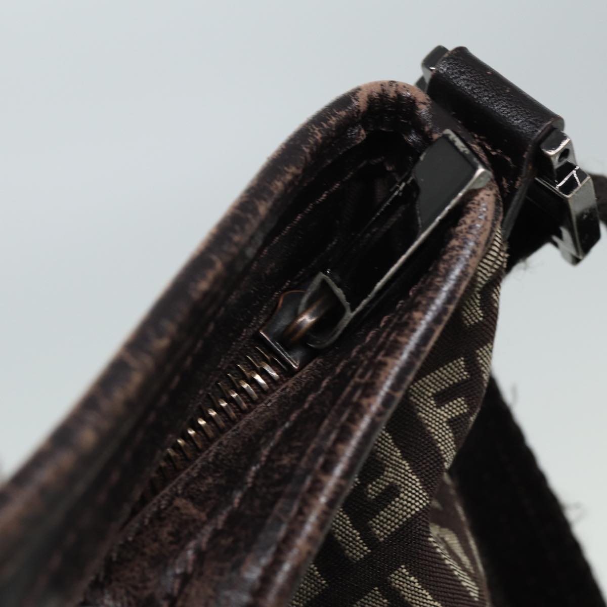 FENDI Zucca Canvas Shoulder Bag Brown Black 81825