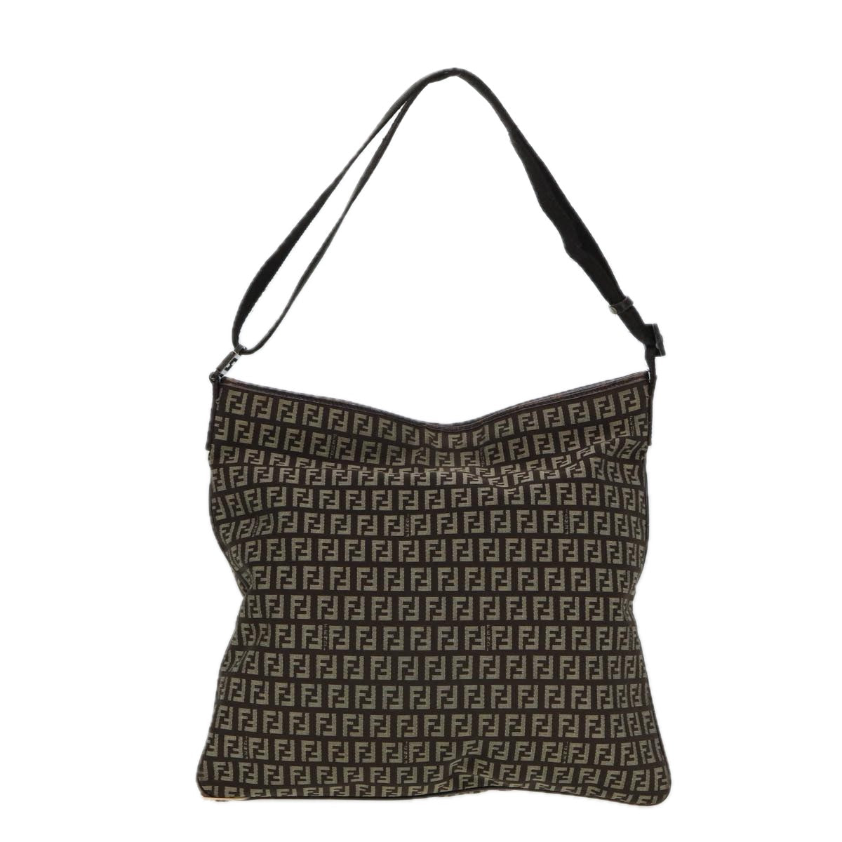 FENDI Zucca Canvas Shoulder Bag Brown Black 81825