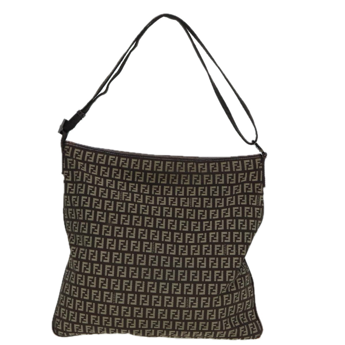 FENDI Zucca Canvas Shoulder Bag Brown Black 81825