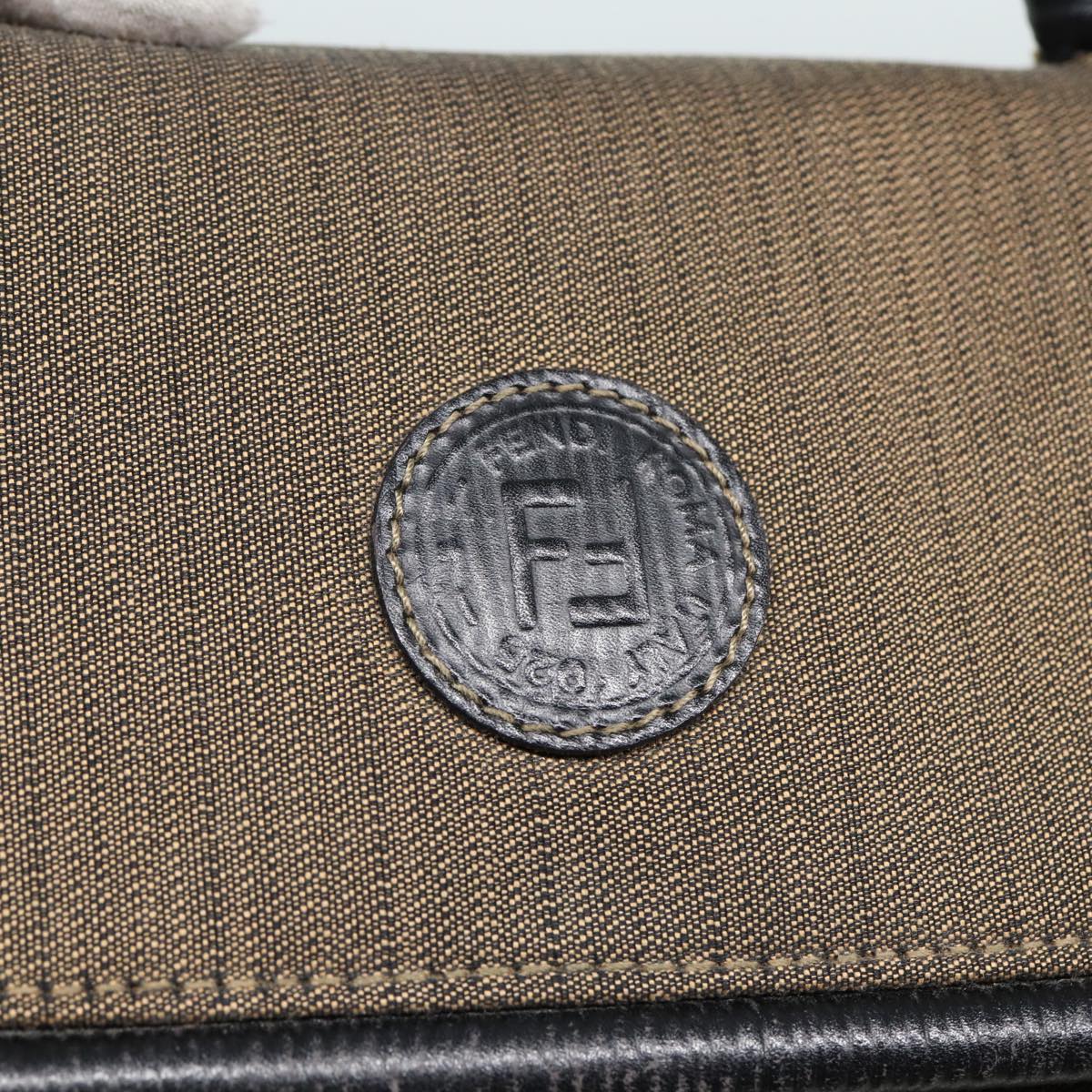FENDI Pecan Canvas Hand Bag Brown Black 81839