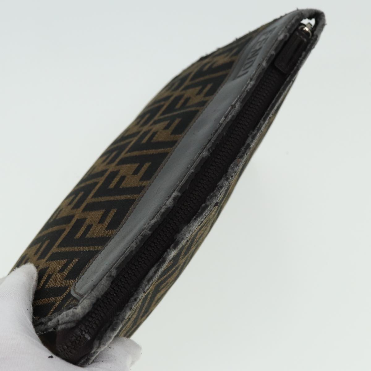 FENDI Zucca Canvas Clutch Bag Brown 81841