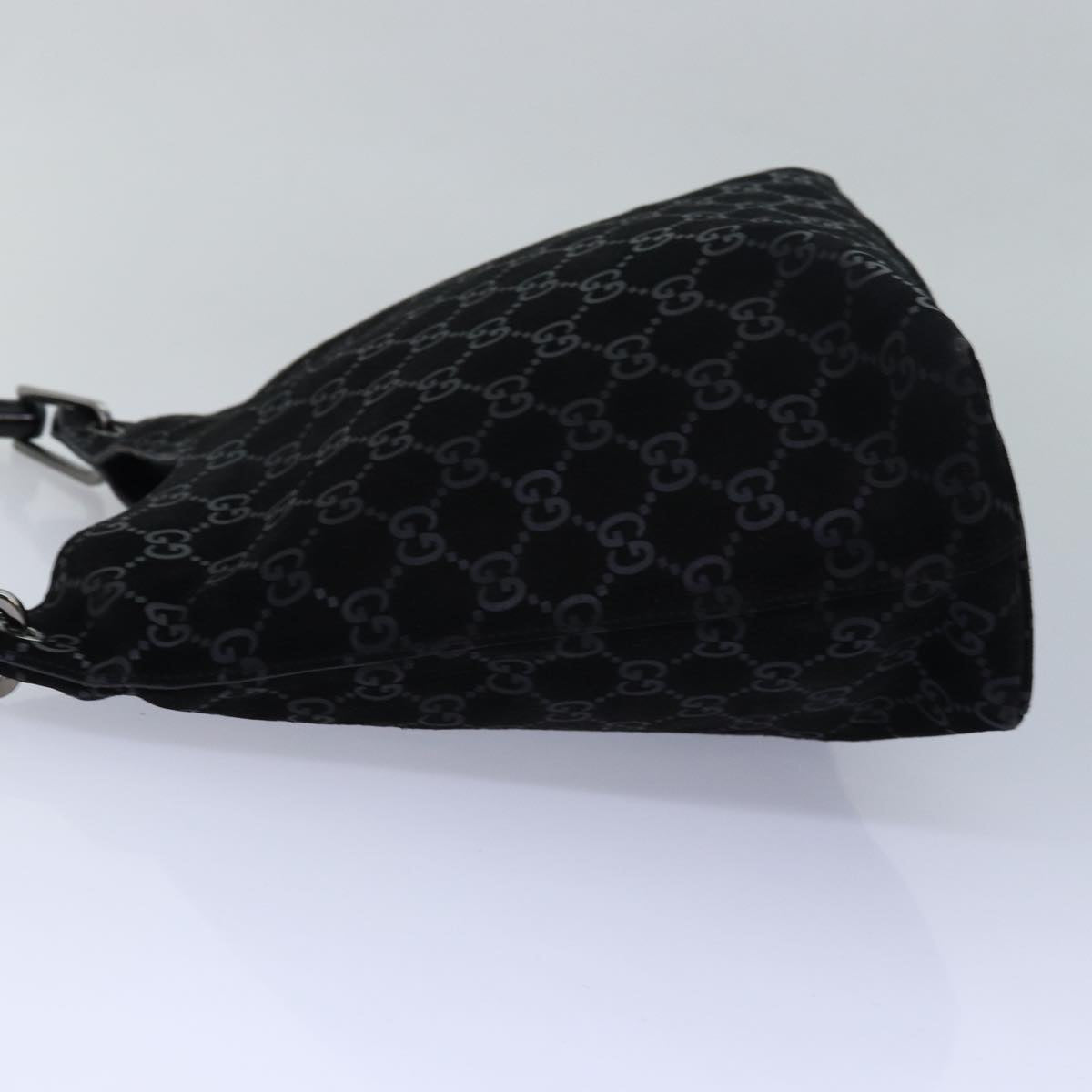 GUCCI Bamboo GG Canvas Shoulder Bag Suede Black 81858