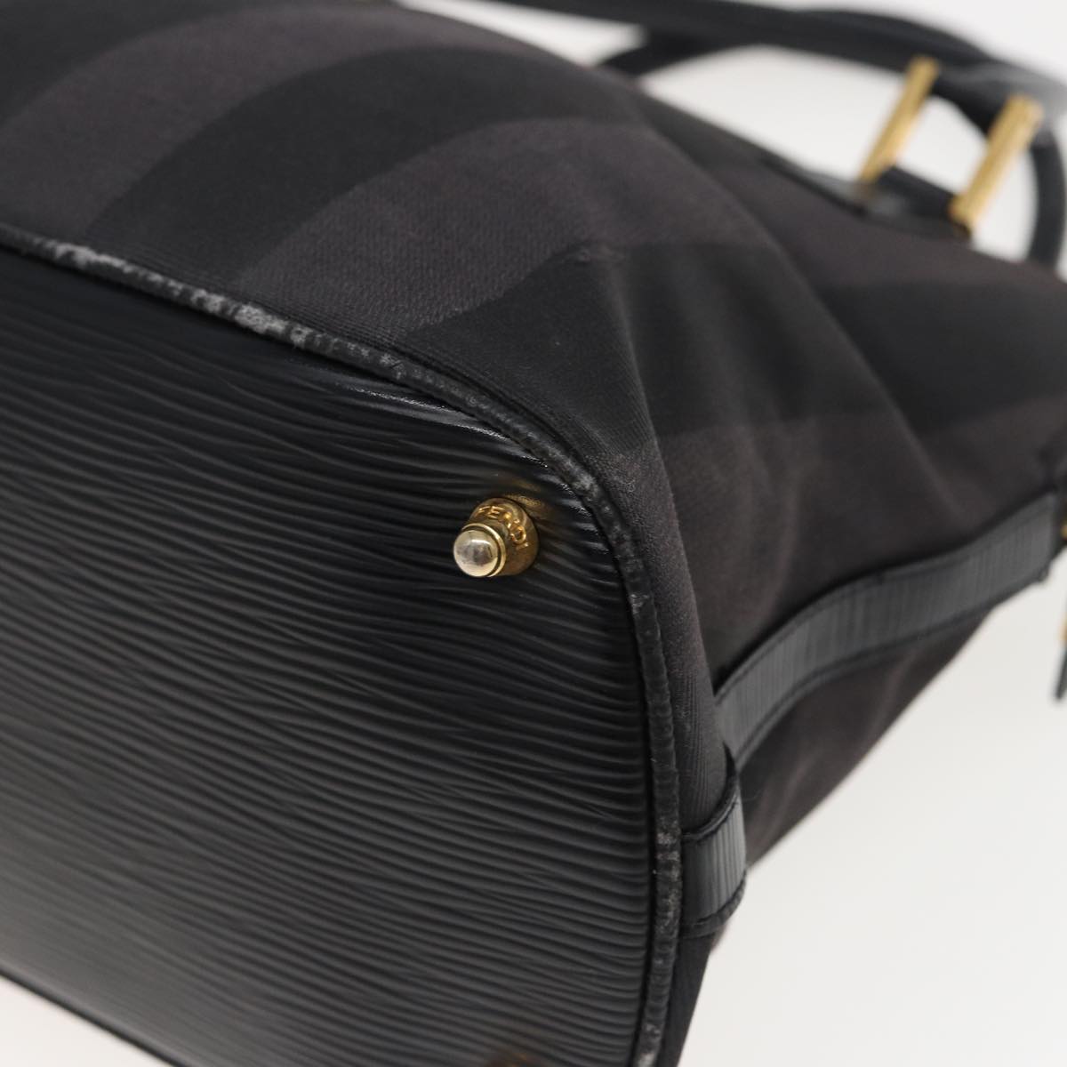 FENDI Pecan Canvas Hand Bag 2way Black Gray 81862