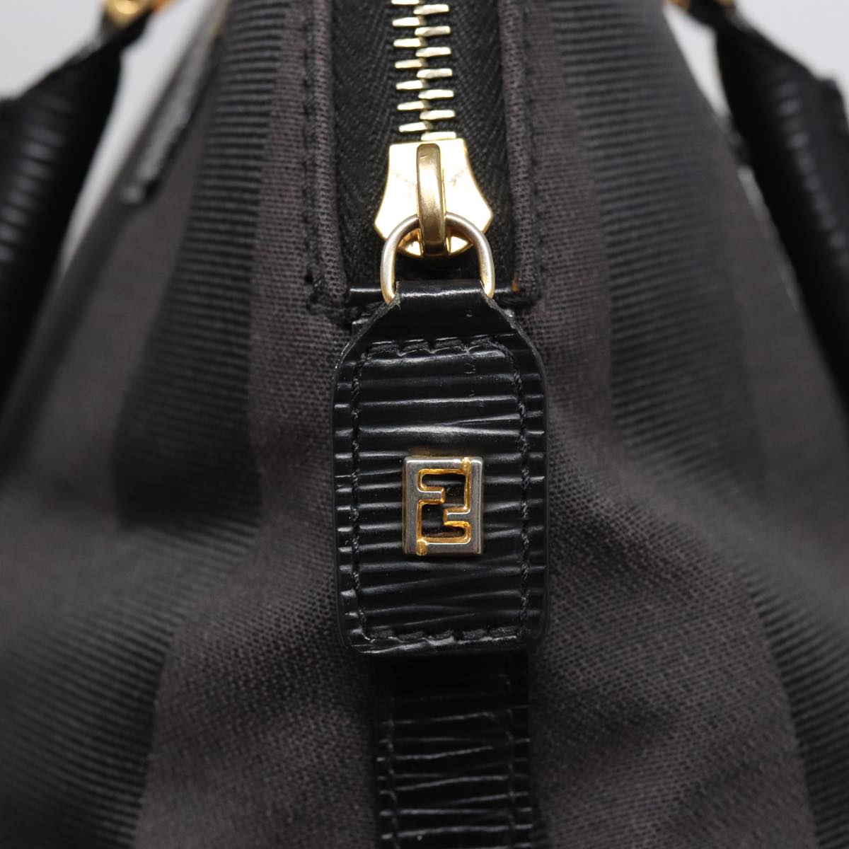 FENDI Pecan Canvas Hand Bag 2way Black Gray 81862