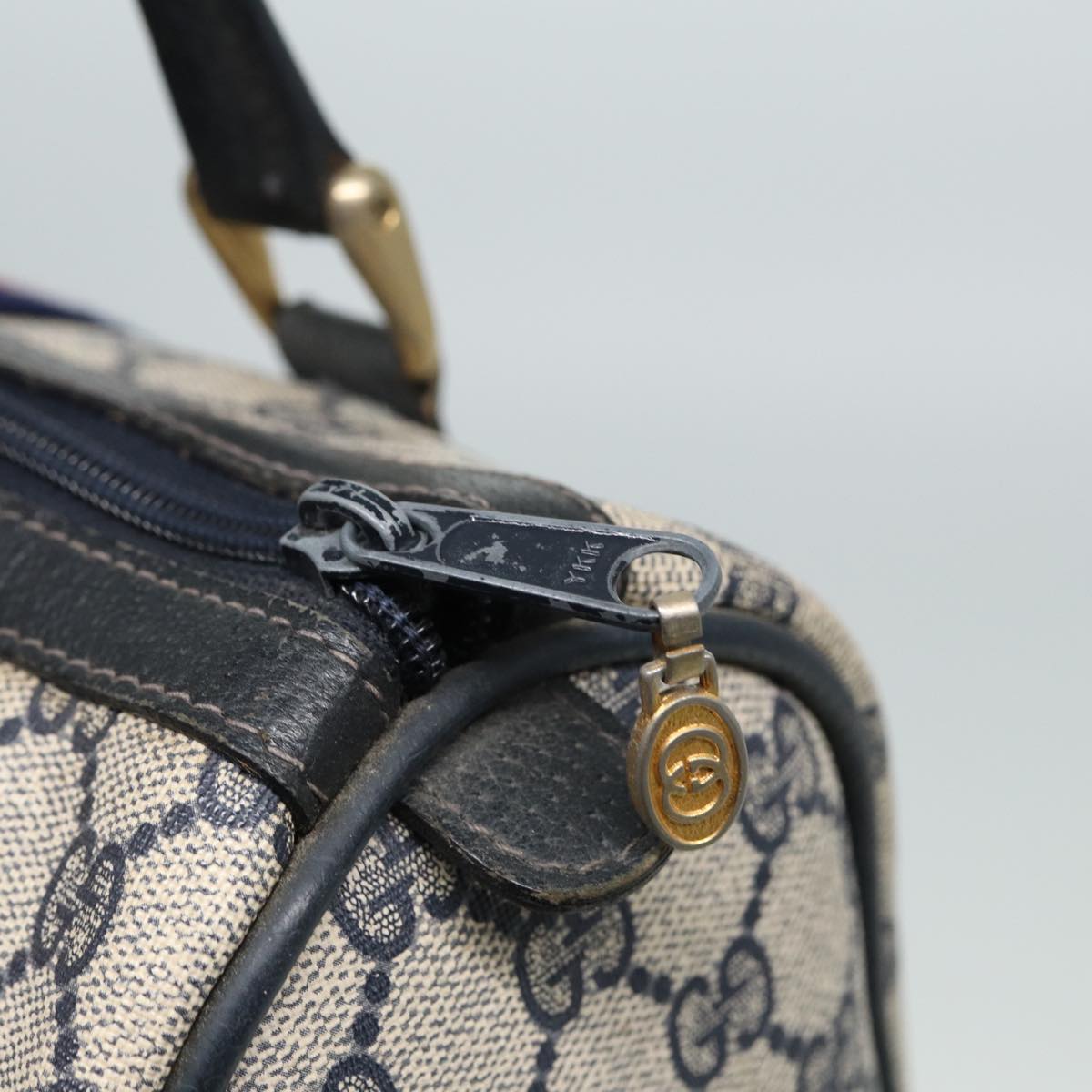 GUCCI GG Canvas Boston Bag PVC Leather Navy 40 3841 81871