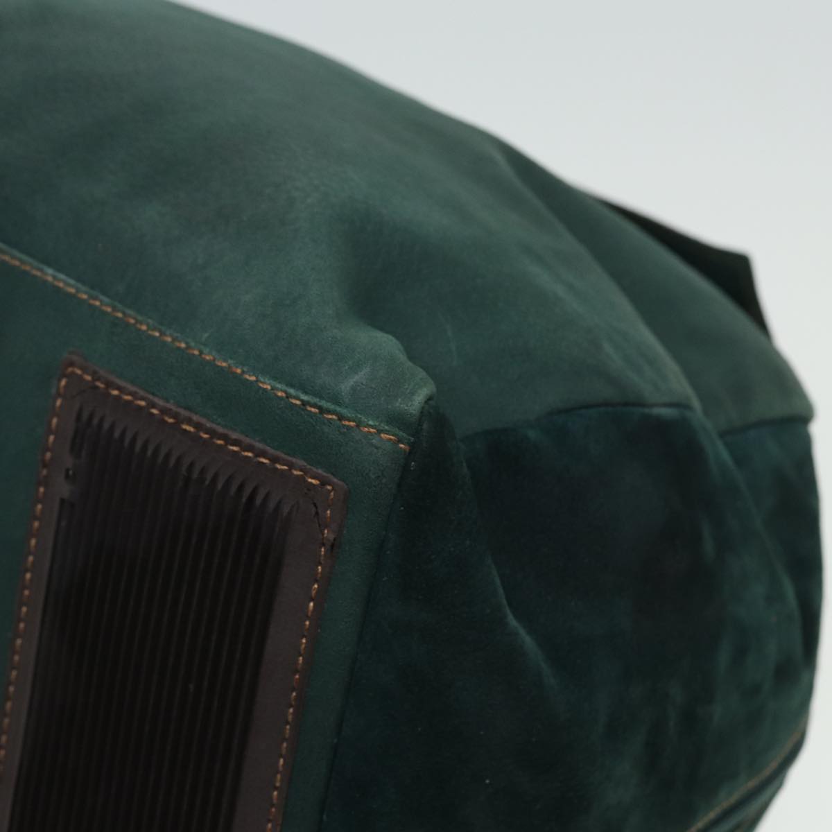 FENDI Boston Bag Leather Suede Green 81893