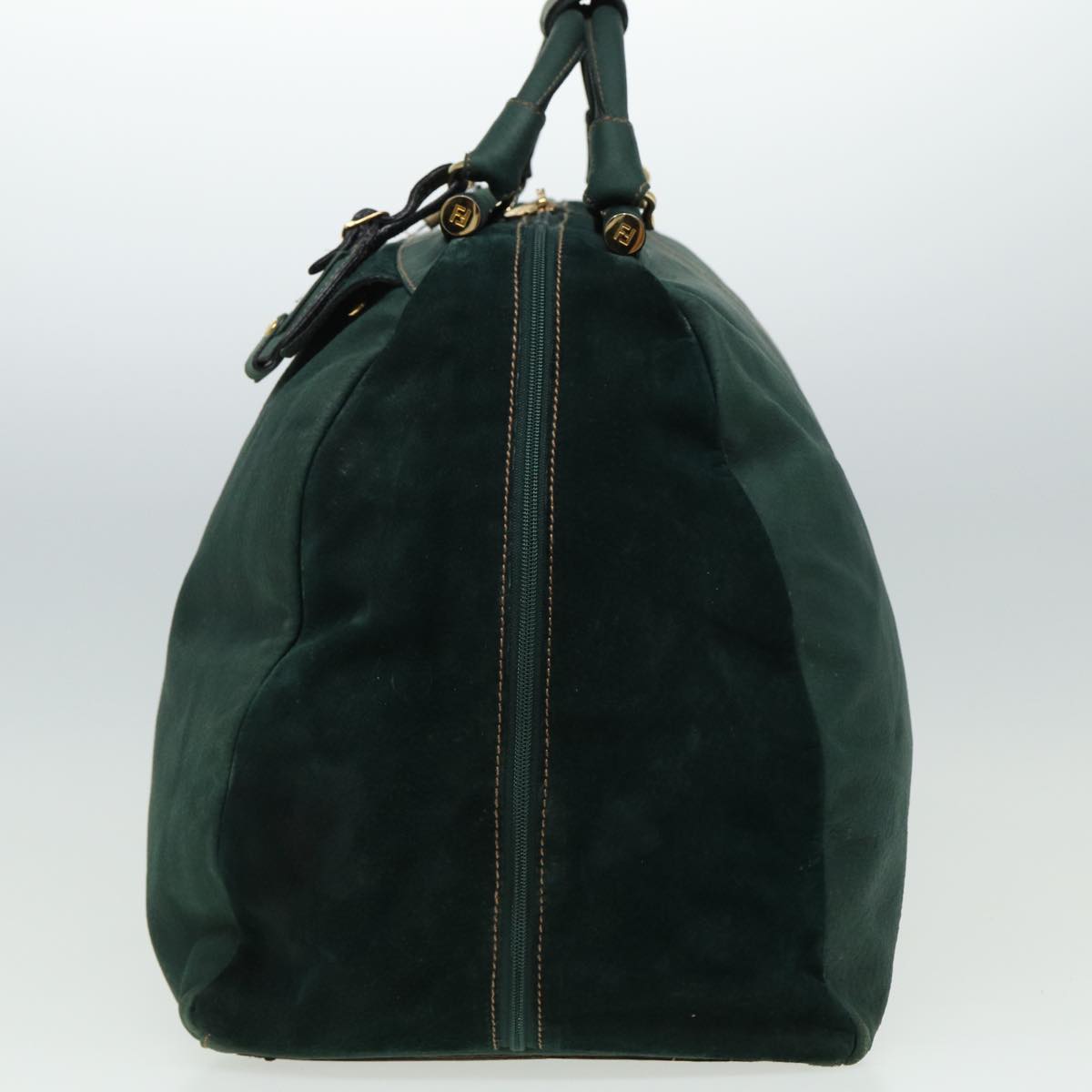 FENDI Boston Bag Leather Suede Green 81893