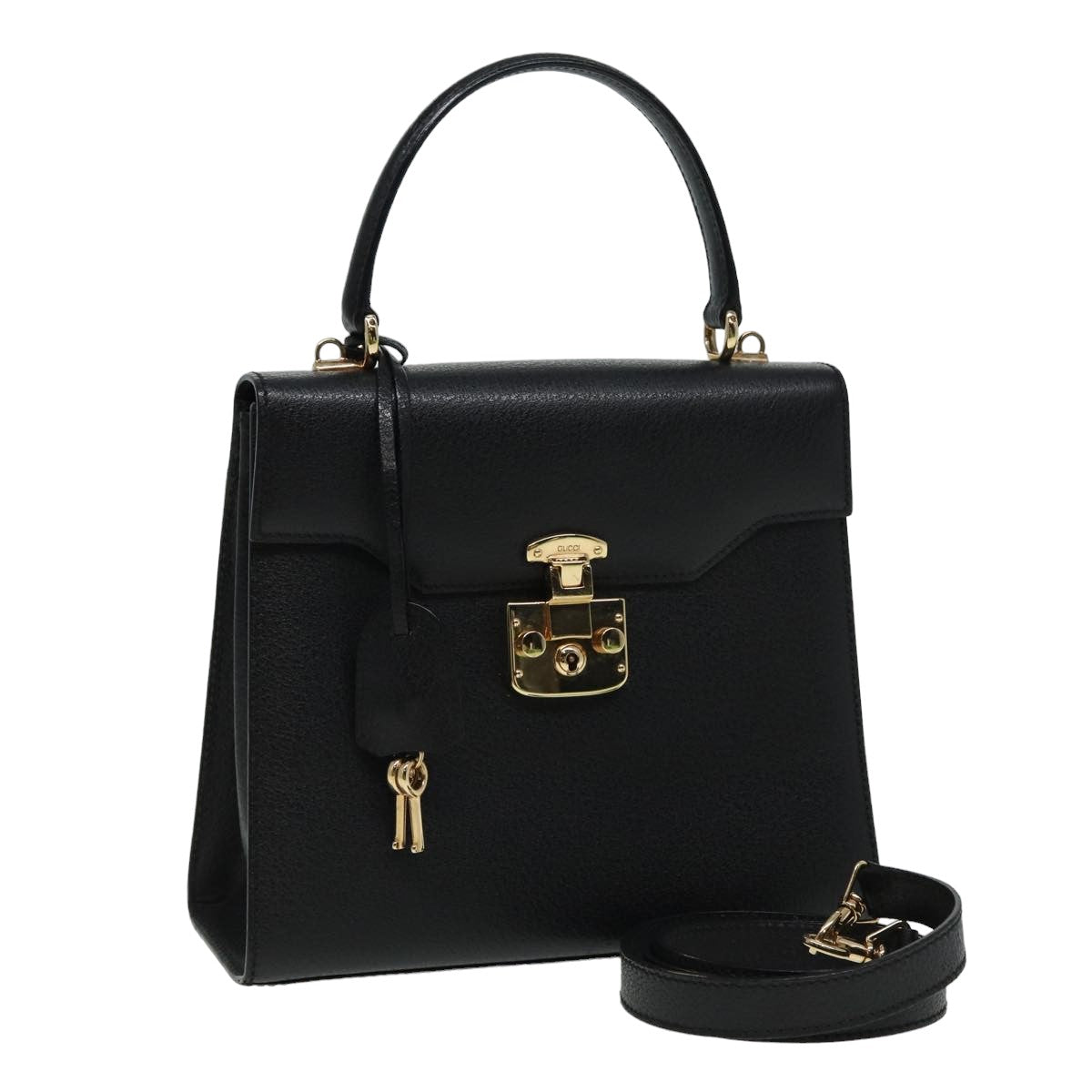 GUCCI Ready Lock Hand Bag Leather 2way Black 000 2026 0258 81897