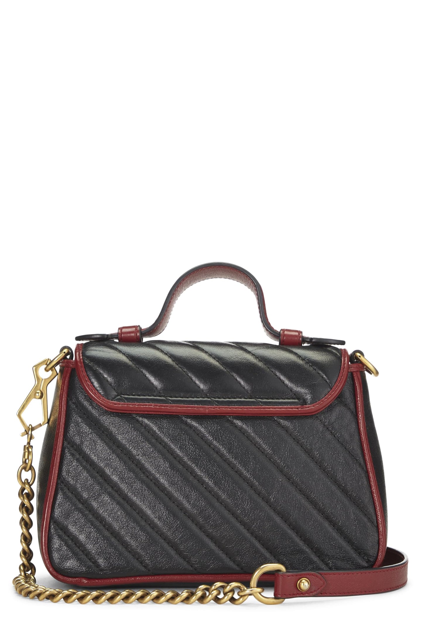 Gucci,  Black Leather Torchon GG Marmont Top Handle Bag Mini, Multi